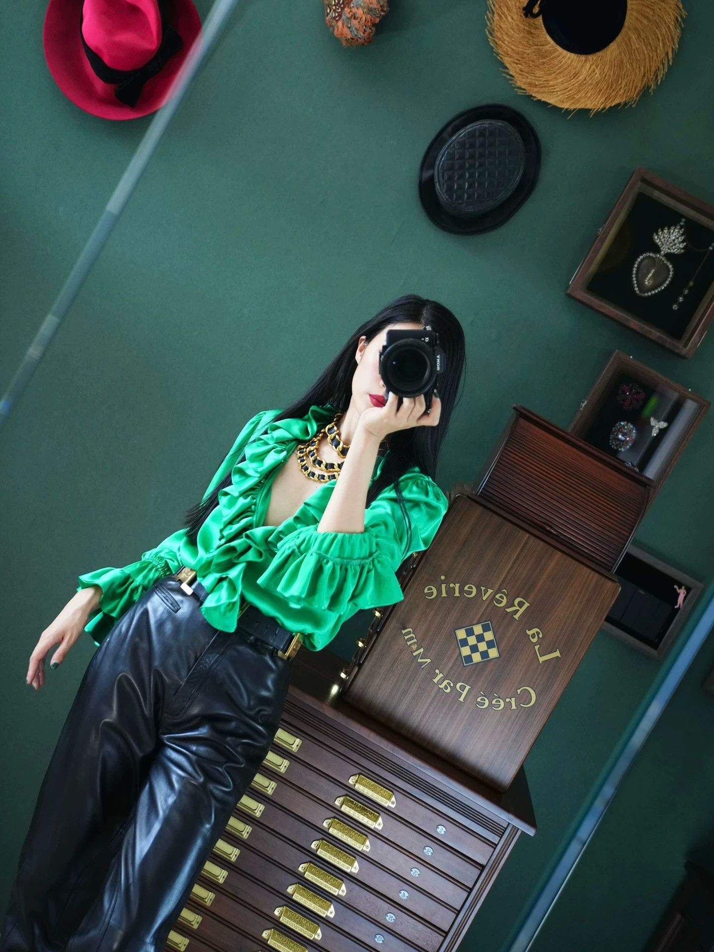Other Handmade 100% Silk Green Vampire Shirt Size S / US 4 / IT 40 - 8 Thumbnail