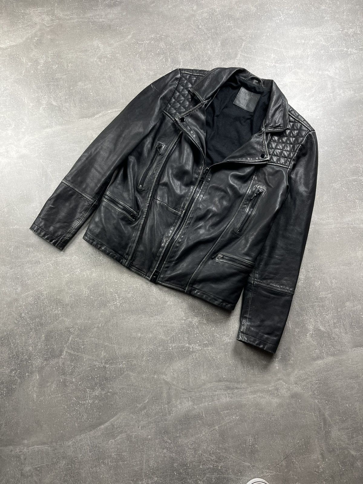 Allsaints ALLSAINTS Quilted Distressed Biker Leather Jacket 2010s Size US S / EU 44-46 / 1 - 2 Thumbnail