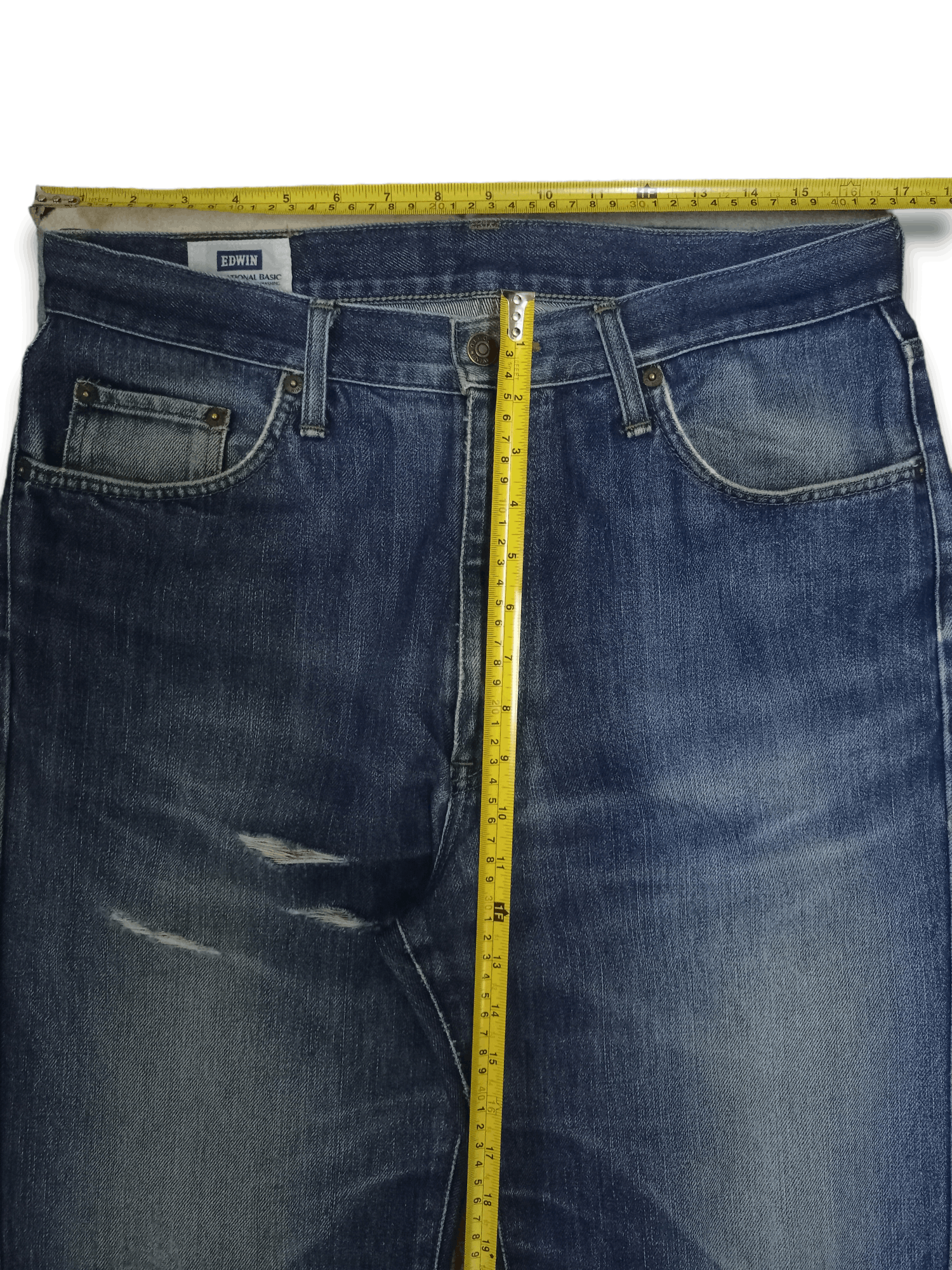 Edwin × Japanese Brand Vintage Edwin Japan Blue Wash Distressed Baggy Jeans 34x29 Size US 34 / EU 50 - 9 Thumbnail