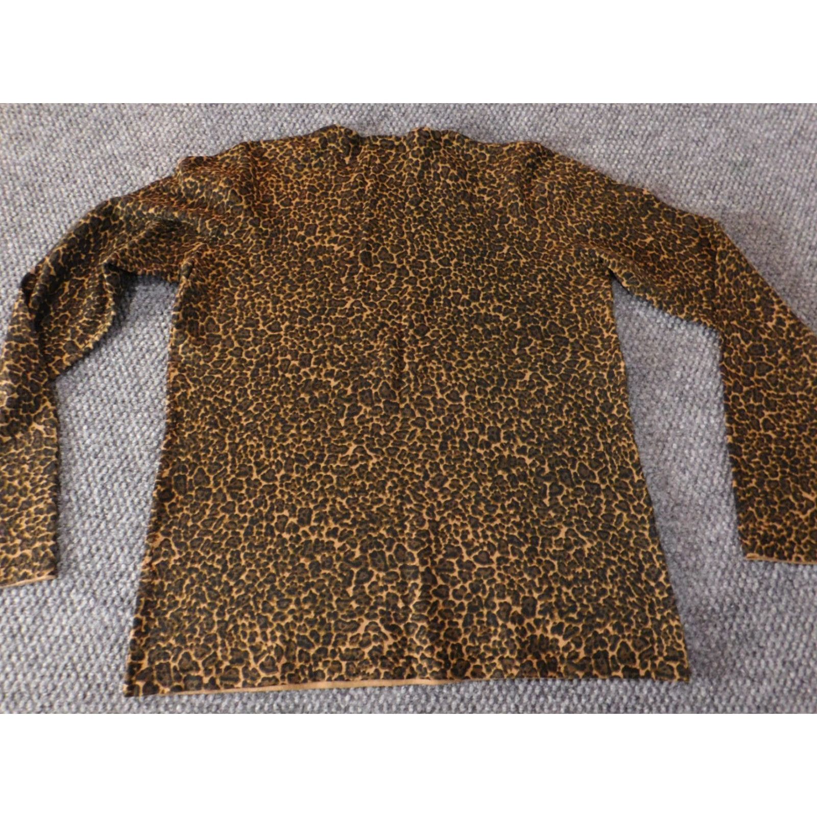 Jones New York Jones New York Blouse Shirt Womens M Brown Animal Print V-Neck Pullover Casual Stretch Size M / US 6-8 / IT 42-44 - 7 Thumbnail