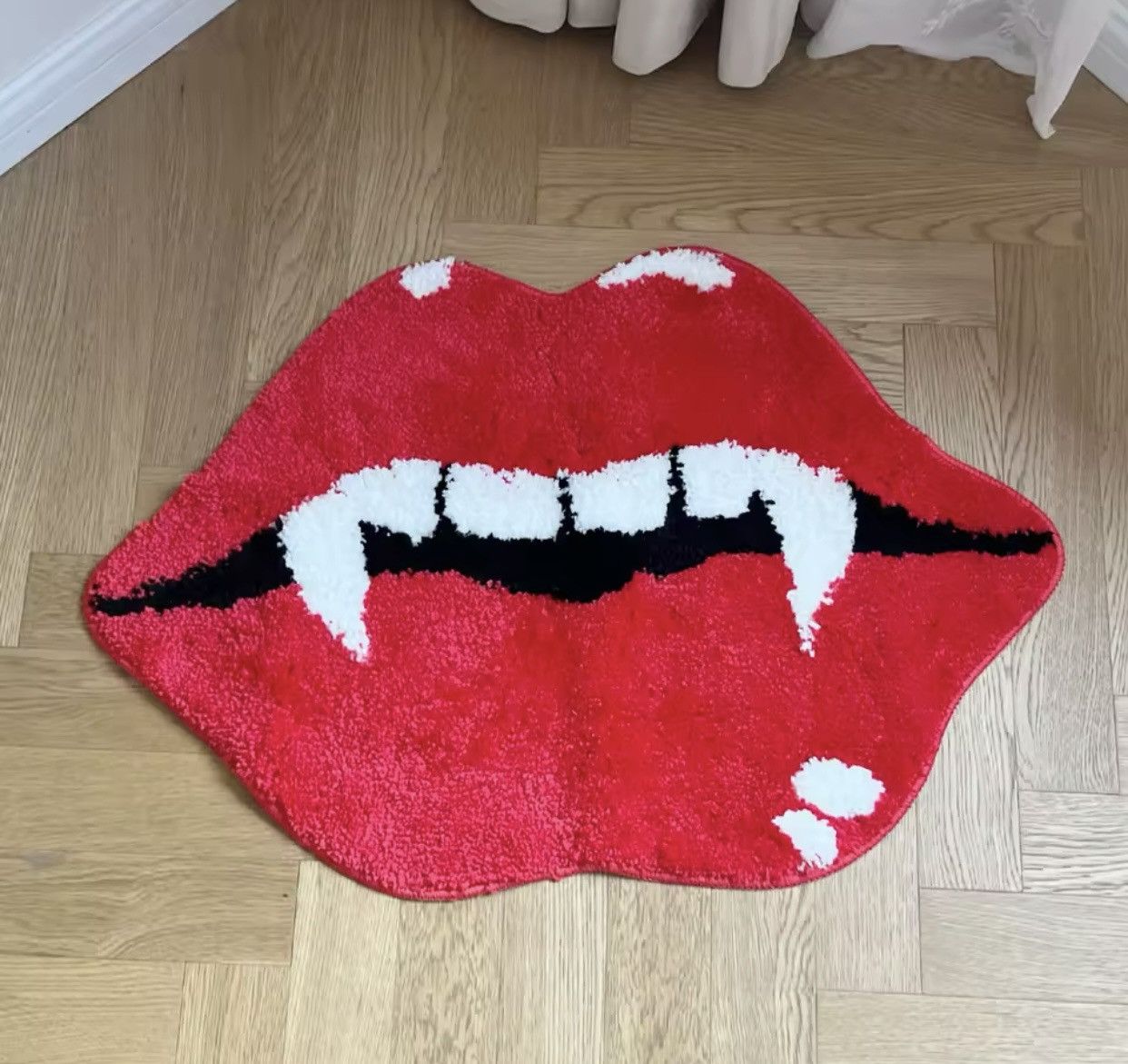 Japanese Brand Sexy Red Lip Tufted Rug Size ONE SIZE - 4 Thumbnail
