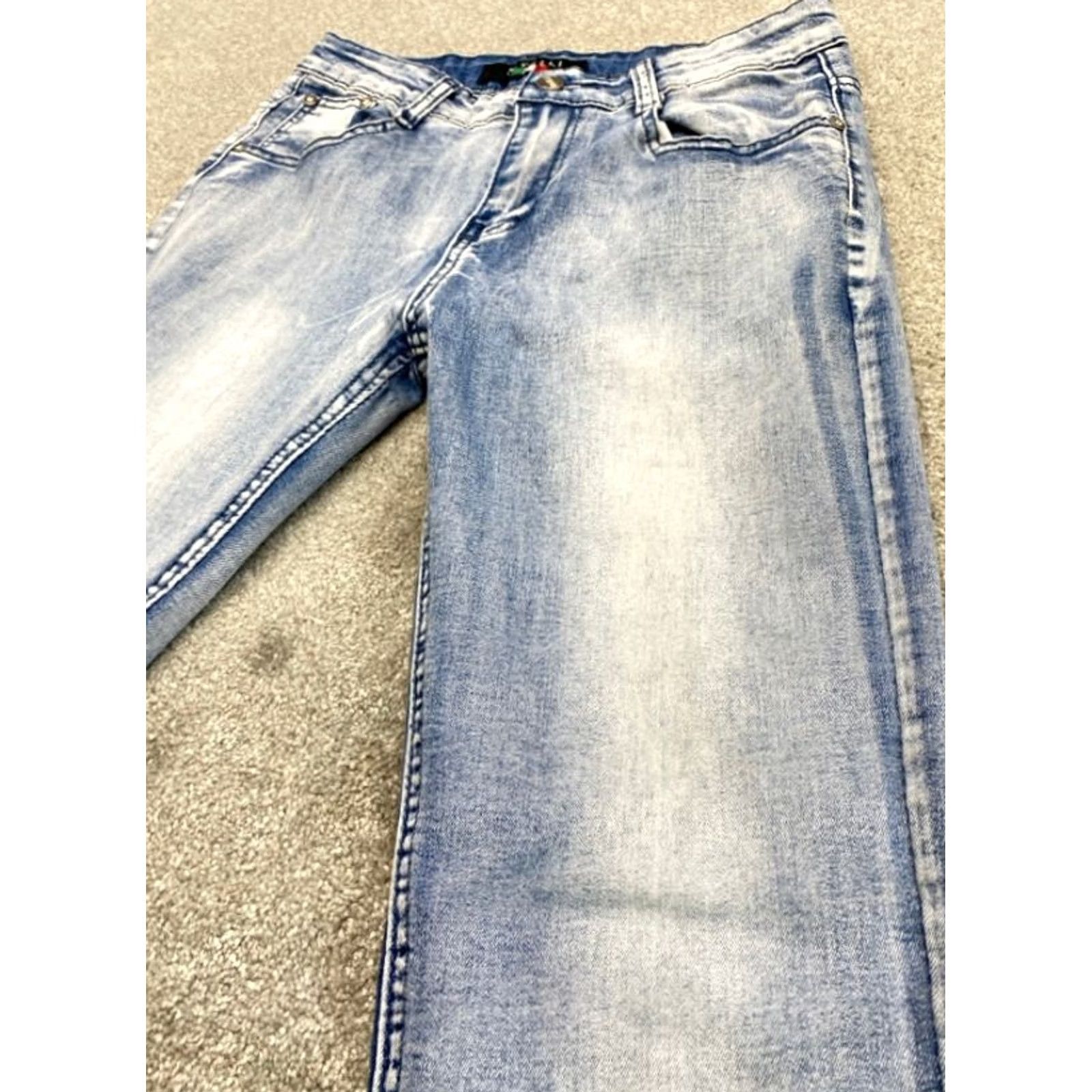 Denime Rivelli Jeans 32x32 Blue Denim Straight Slim 5808 Jeans Mens Regular 5-Pocket Stretch Cotton Polyester Spandex N/A Size US 32 / EU 48 - 5 Thumbnail