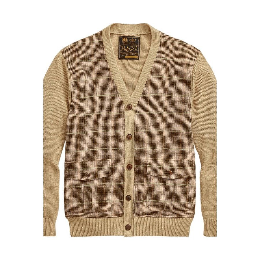 Ralph Lauren RALPH LAUREN MEN'S GLEN PLAID PANELED LINEN-SILK CARDIGAN - Size US L / EU 52-54 / 3 - 3 Thumbnail