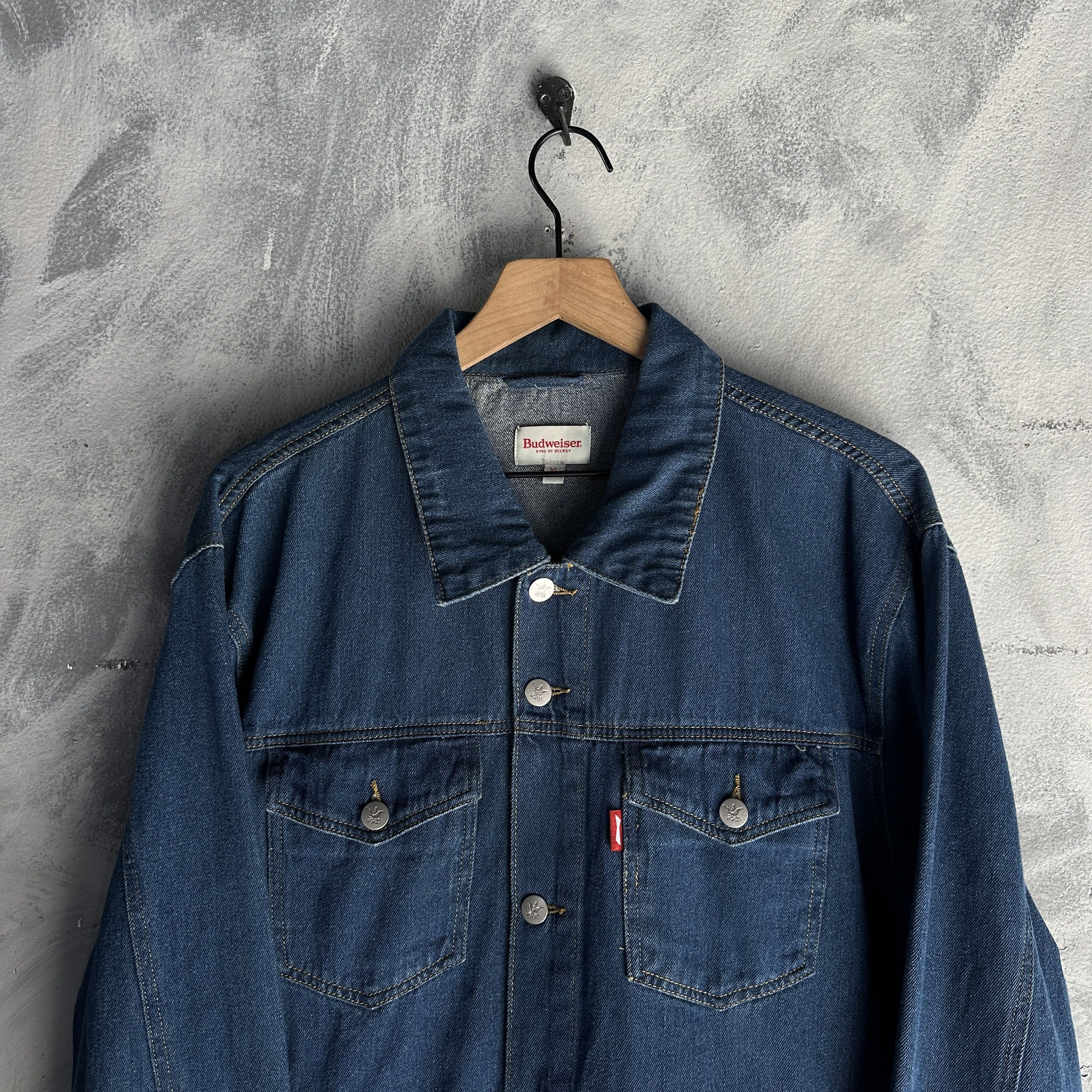 Budweiser Budweiser Bud King of Beers Denim Jacket Mens XL Blue NWT Size US XL / EU 56 / 4 - 2 Thumbnail