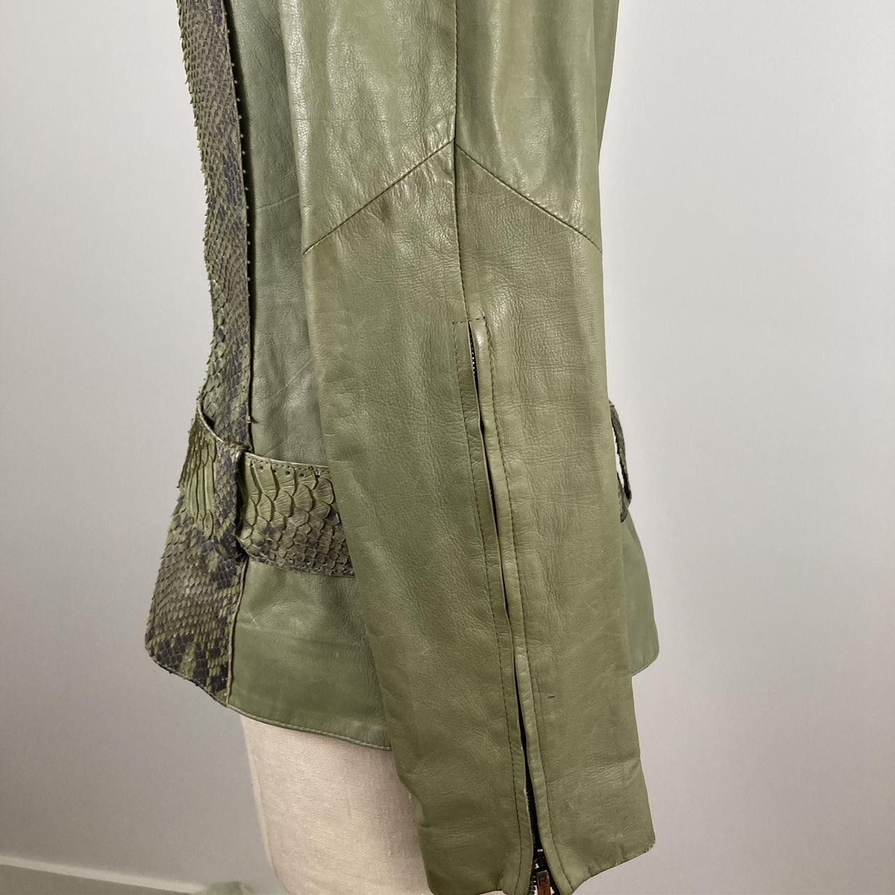 Roberto Cavalli lime green y2k leather snakeskin moto biker jacket Size S / US 4 / IT 40 - 5 Thumbnail