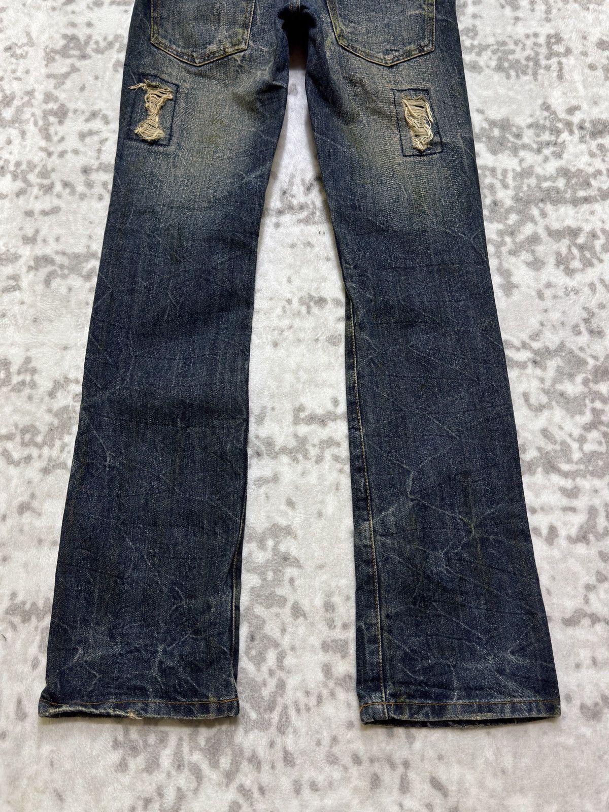 If Six Was Nine Japanese Distressed Double Waist Flare Denim Jeans Size US 29 - 12 Thumbnail
