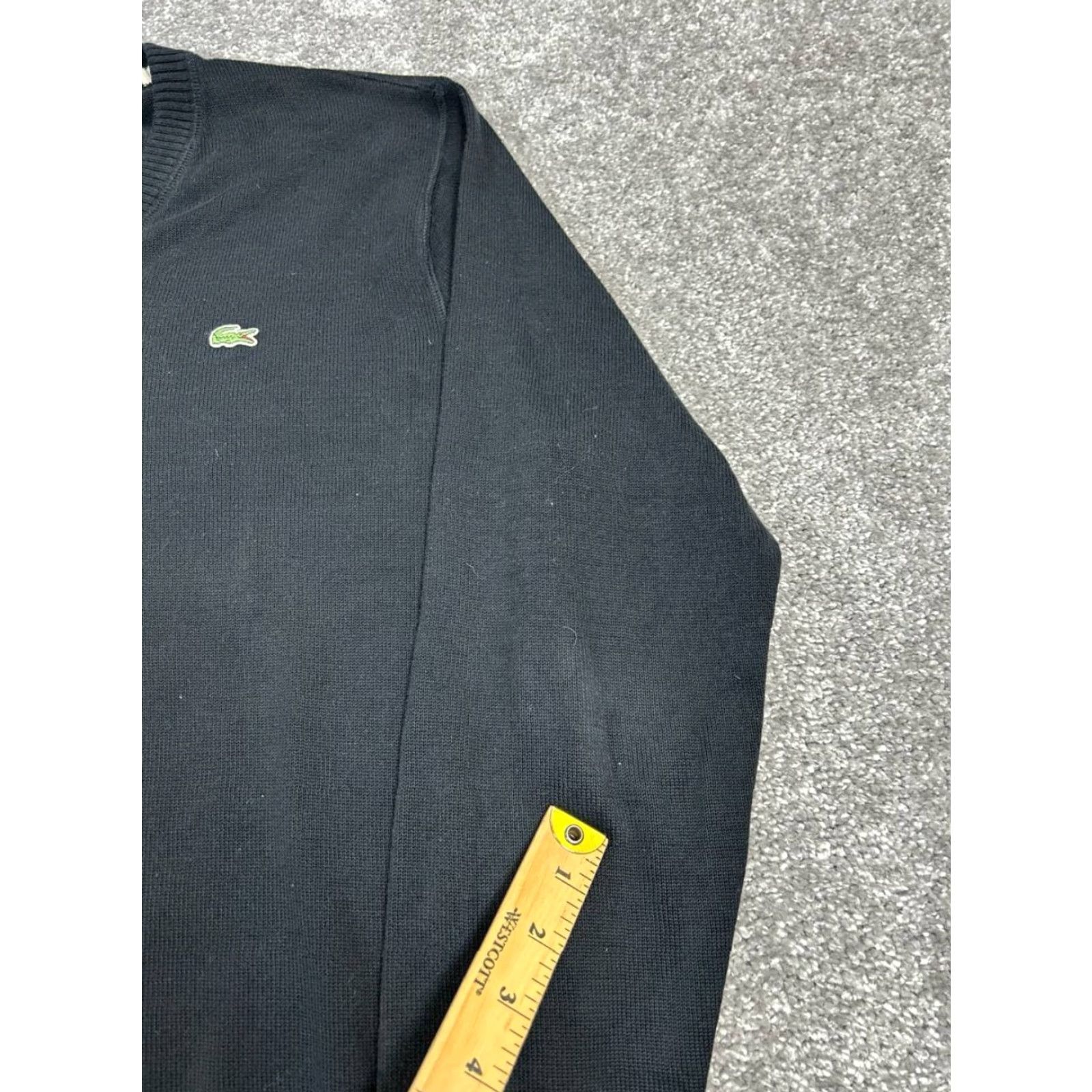 Lacoste Lacoste Sweater Mens L Black Cotton Knit Pullover V-Neck Logo Solid Knit Winter Casual Mens Size US L / EU 52-54 / 3 - 6 Thumbnail