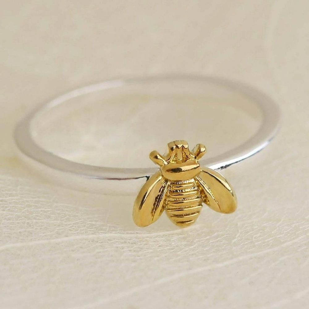 Designer 925 Sterling Silver Tiny Yellow Honey Bee Ring - Size 7 Size ONE SIZE - 1 Thumbnail