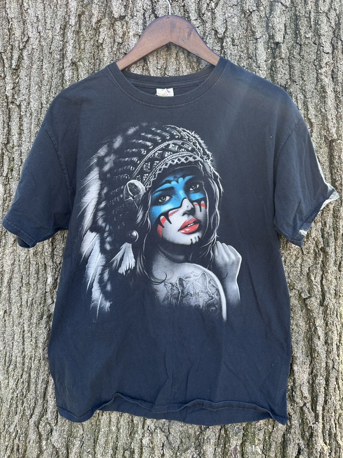 Fruit Of The Loom × Vintage Vintage Indian Y2K Grunge Graphic T Shirt Size US L / EU 52-54 / 3 - 1 Thumbnail