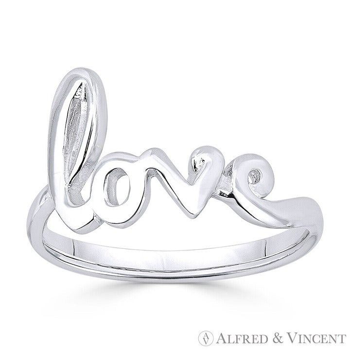 Other "Love" Word Cursive Script Ring in .925 Sterling Silver Size ONE SIZE - 1 Preview