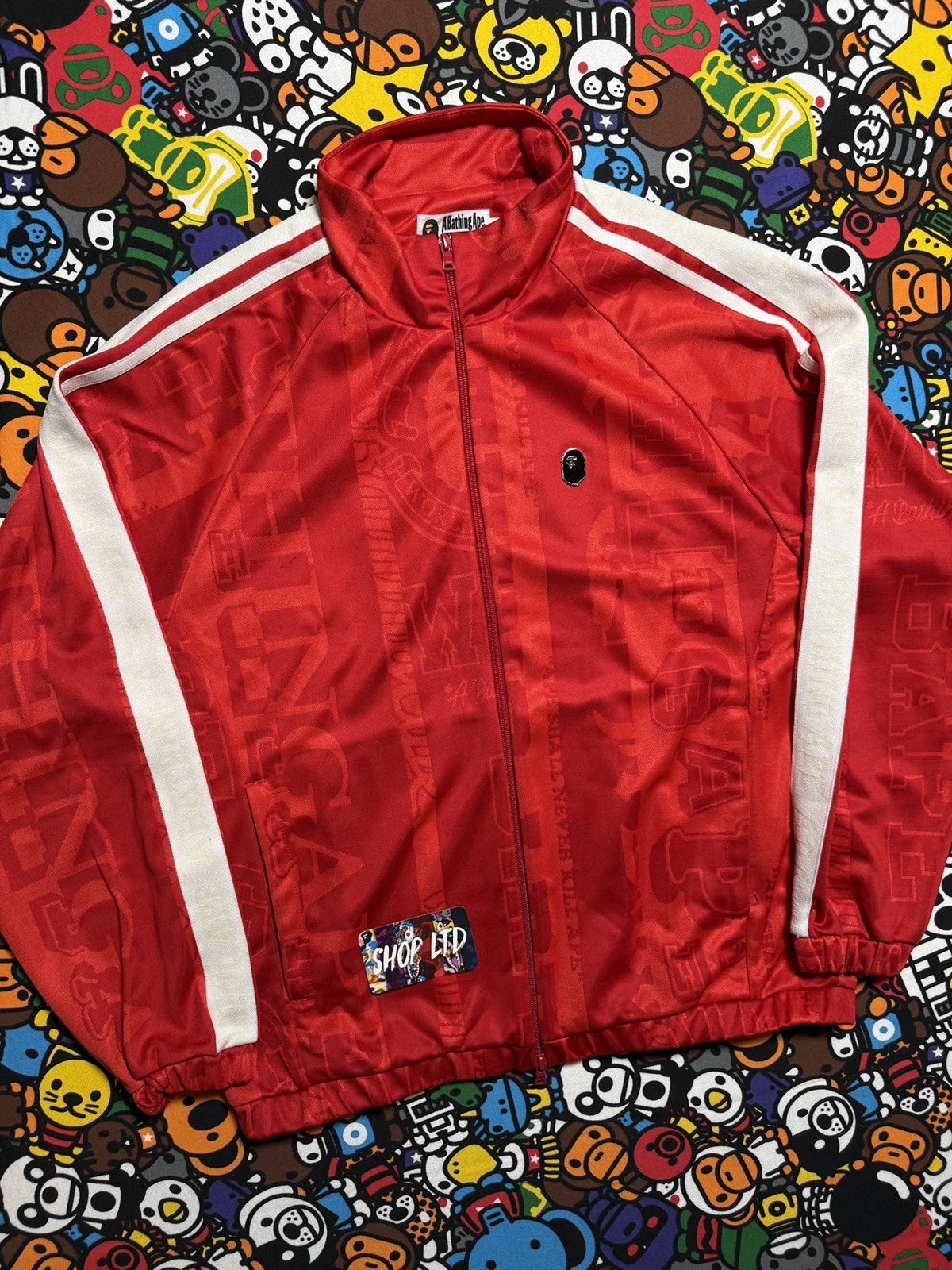 Bape A Bathing Ape Red Polyester Logo Track Jacket Size US L / EU 52-54 / 3 - 2 Thumbnail