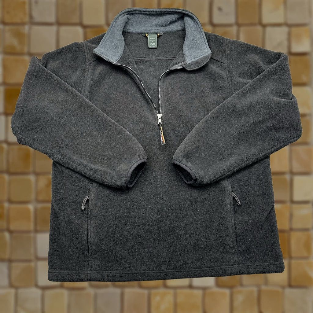 Vintage LL Bean Jacket Womens Large Regular Black Polyester Fleece 1/4 Zip Pullover WN37 Size L / US 10 / IT 46 - 1 Thumbnail