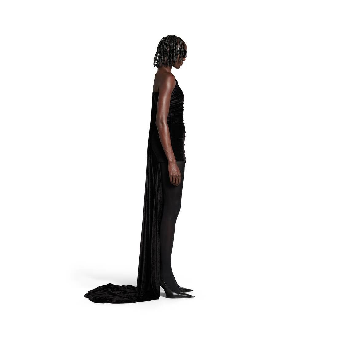 Balenciaga o1bcso1str0326 Asymmetric Dress in Black Size XS / US 0-2 / IT 36-38 - 3 Thumbnail