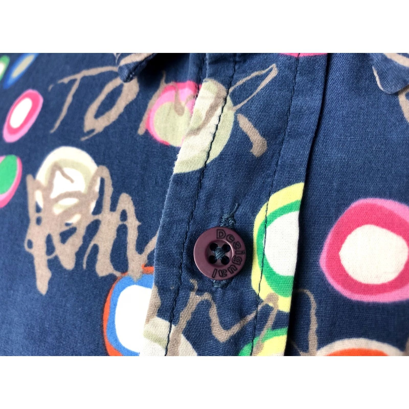 Desigual Desigual Men's Shirt Geometric Cotton Patterned Blue 2XL Button-Up Long Sleeve Collared Embroidered Logo Casual Shirt Mens Size US XXL / EU 58 / 5 - 7 Thumbnail