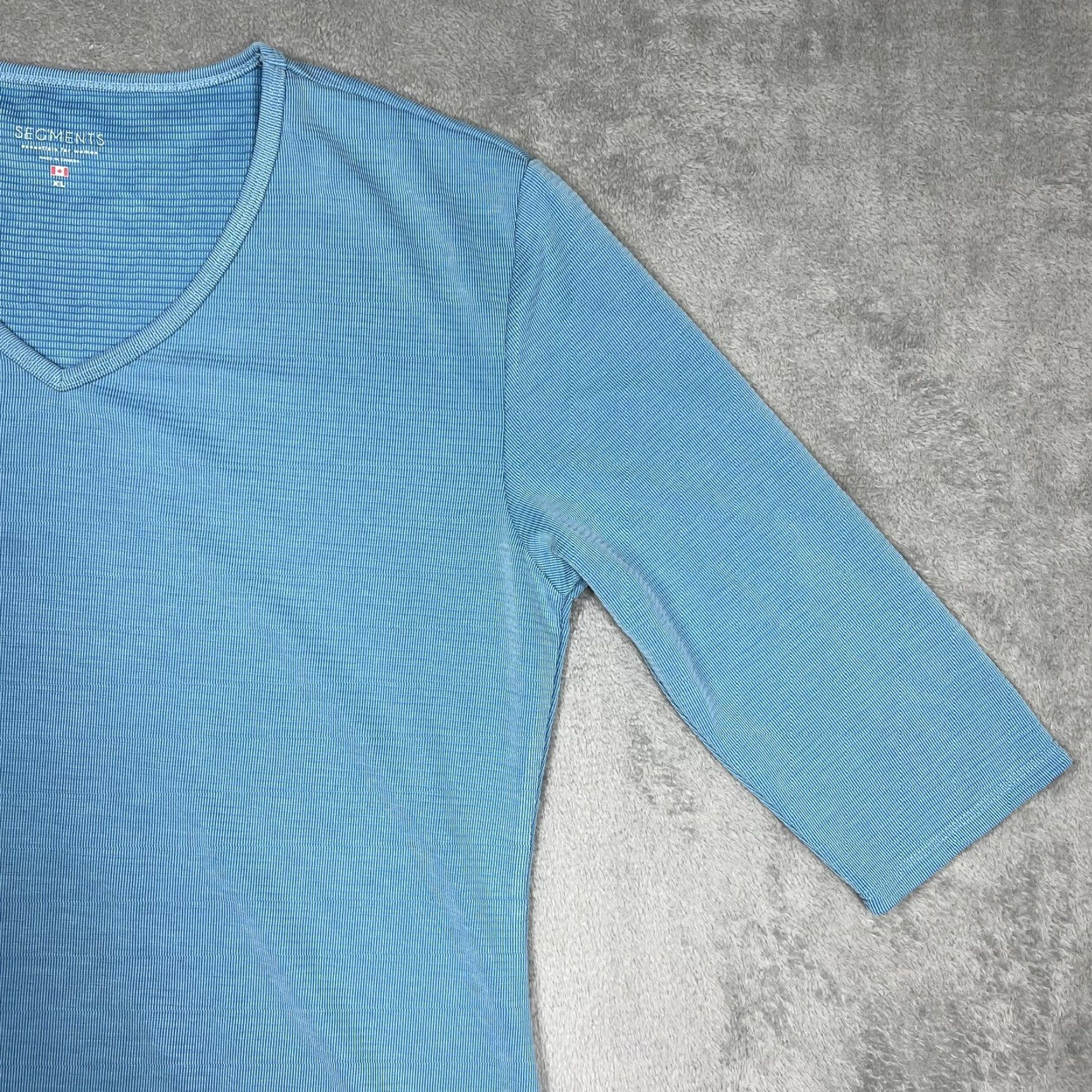Vintage VINTAGE Seg'ments V-Neck 3/4 Sleeve Shirt XL Women Blue Light Stretch Top EUC Size XL / US 12-14 / IT 48-50 - 2 Thumbnail