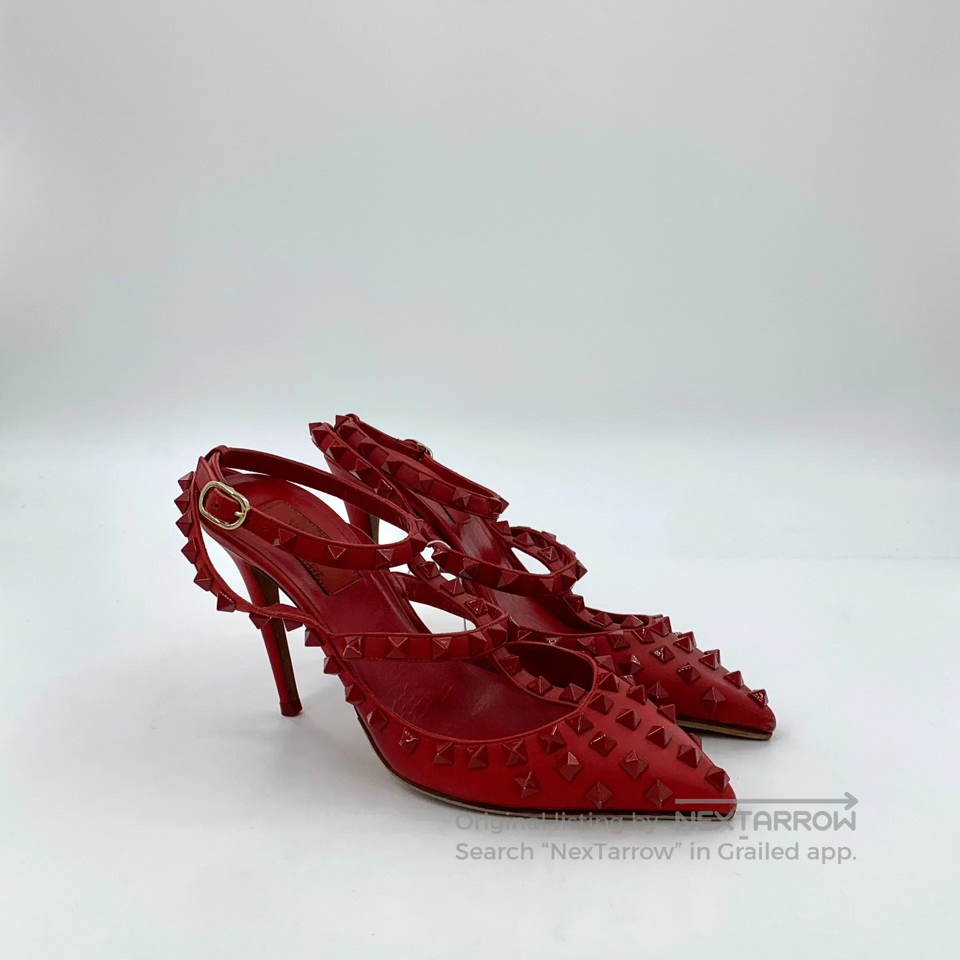 Valentino Valentino Deep Red Pointed Toe Stud One-Strap Stiletto Hig Size US 5.5 / IT 35.5 - 2 Thumbnail