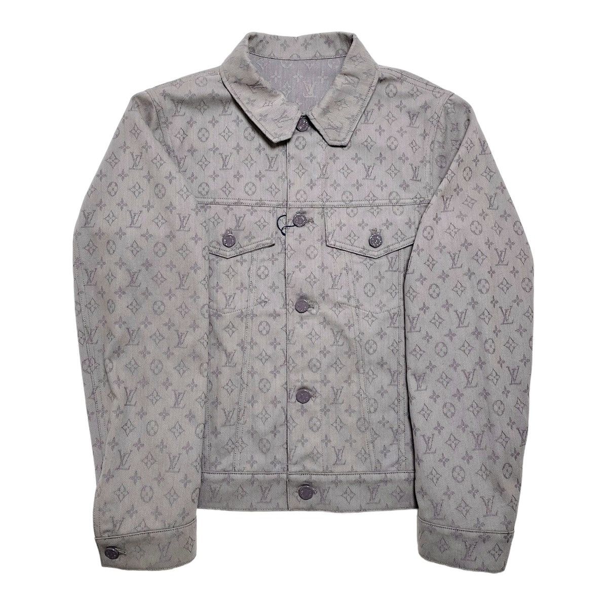 Image of Louis Vuitton Monogram Denim Jacket Grey, Men's (Size Small)