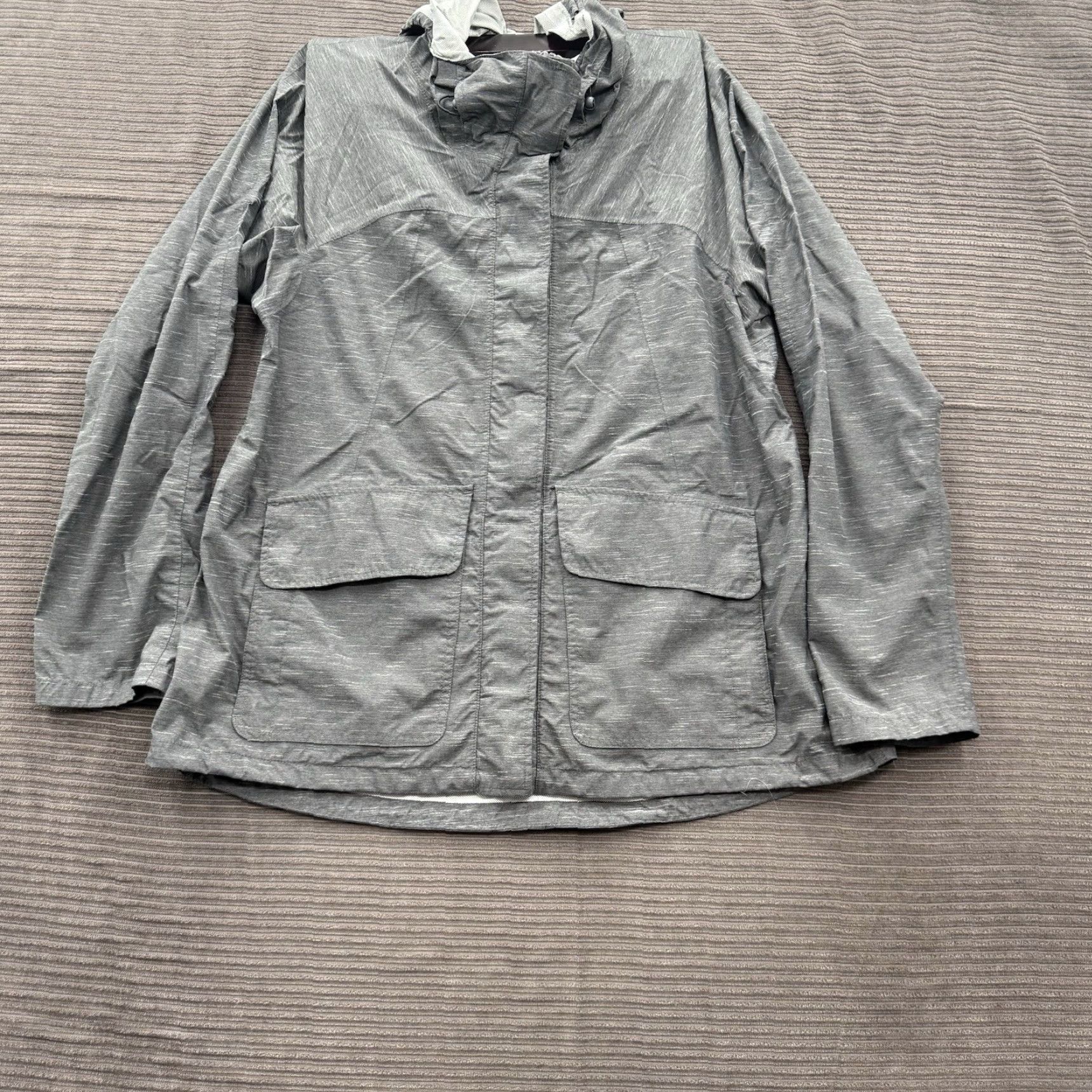 Prana prAna Jacket Women Medium Gray Nylon Lightweight Full Zip Hooded Hiking Sportswear Outdoor Flow Logo Zipper Mens Womens Girls Boys Floral 0 Size M / US 6-8 / IT 42-44 - 2 Thumbnail