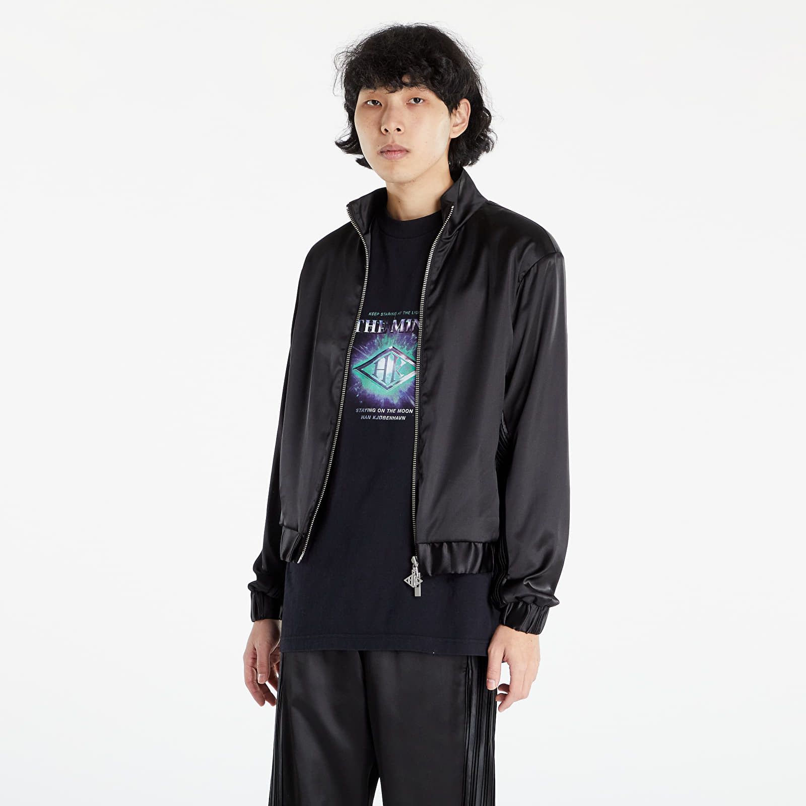 Han Kjobenhavn Satin Track Top Blouson Jacket Plissé Black Size US L / EU 52-54 / 3 - 4 Thumbnail