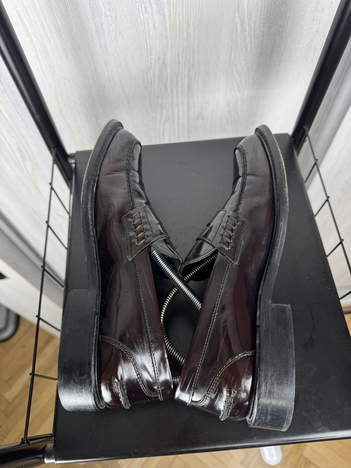 Boggi Boggi Milano Mens Burgundy Leather Penny Loafers size 40 Size US 7 / EU 40 - 9 Thumbnail
