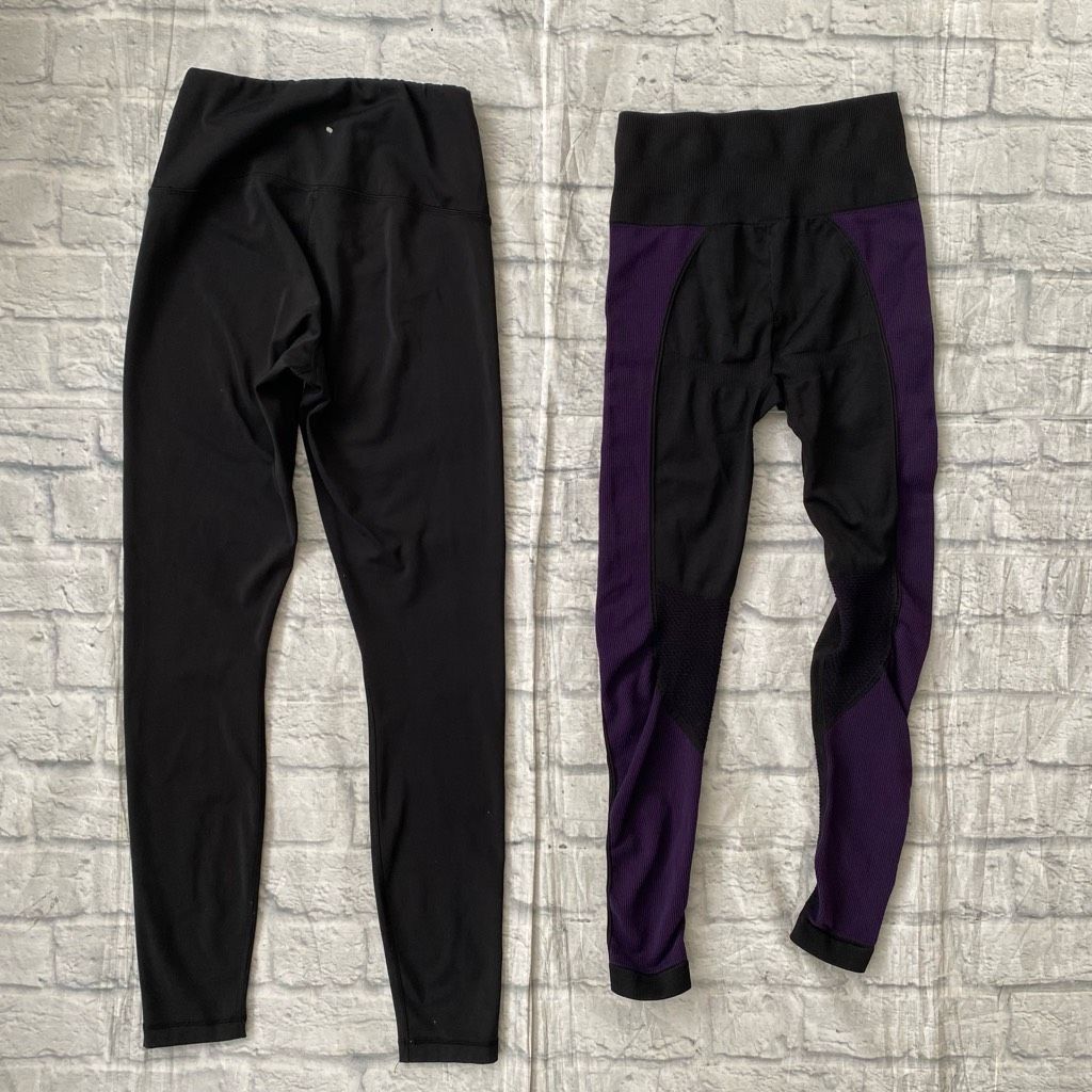 Other Fabletics Demi Lovato & 90 degrees women XS pull on fitted leggings black purple Size 26" / US 2 / IT 38 - 8 Thumbnail
