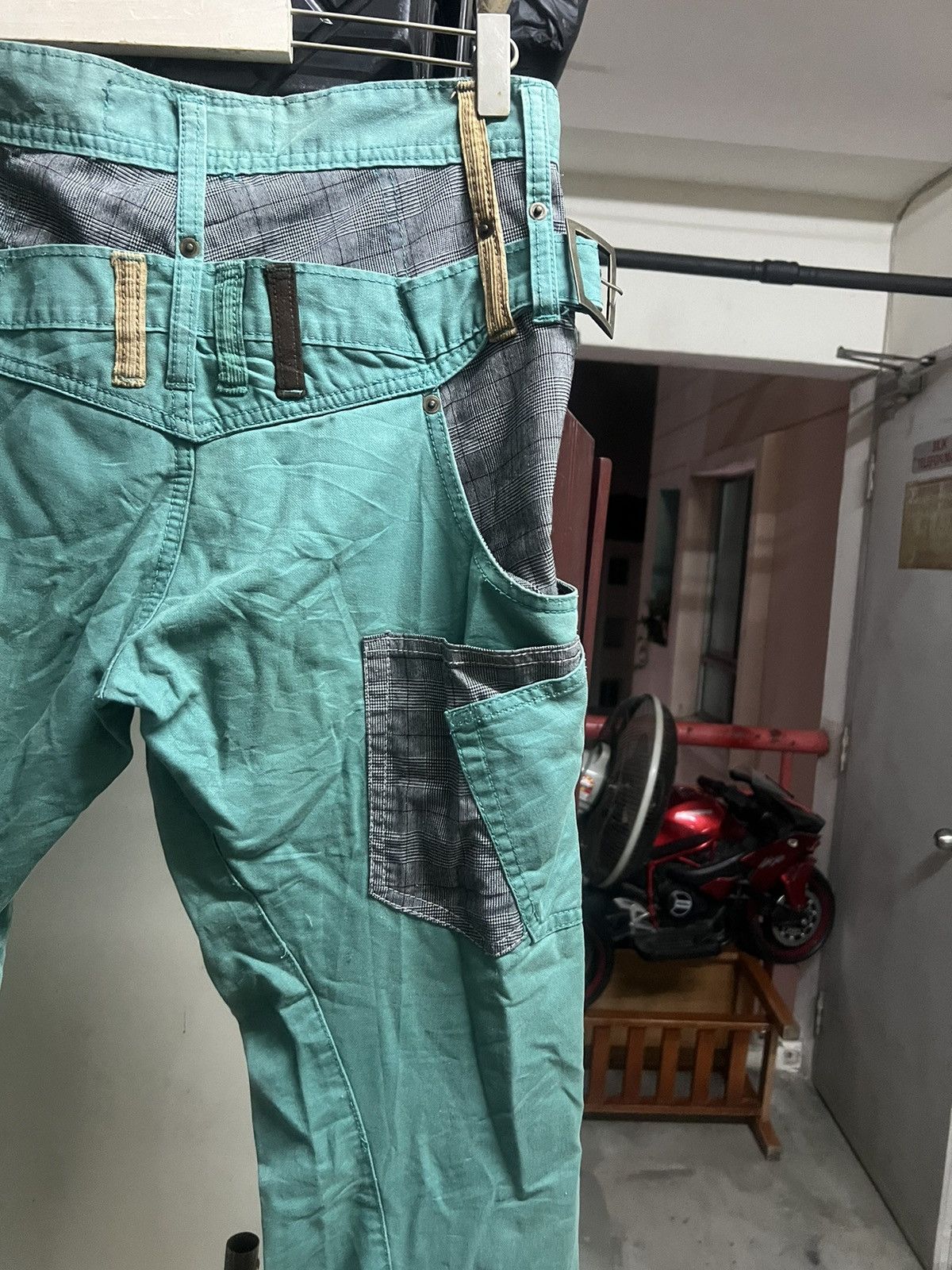 Hysteric Glamour × Japanese Brand SICK🔥DOUBLE WAIST BREATHMINT GREEN FADED COTTON PANT Size US 32 / EU 48 - 11 Thumbnail