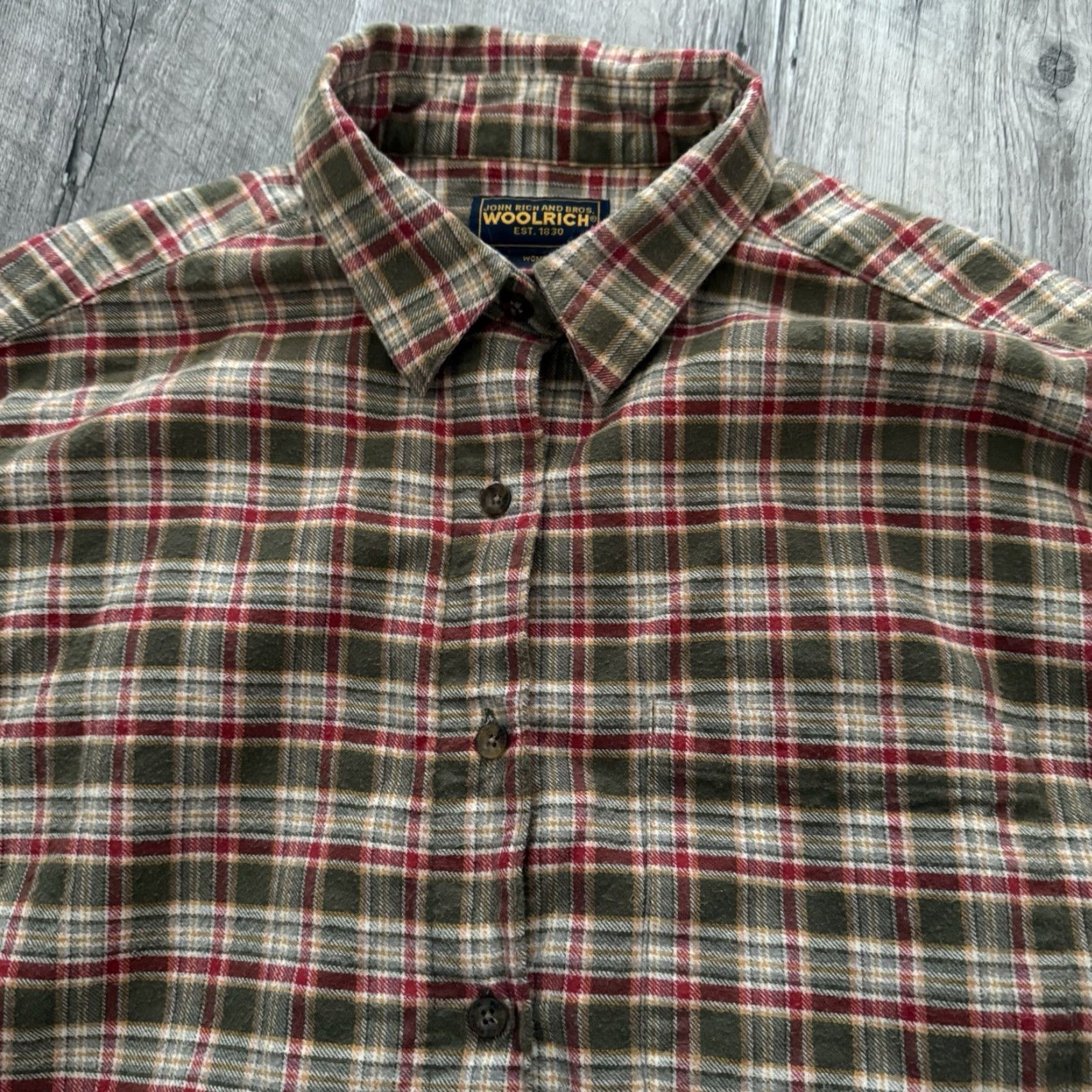 Vintage Woolrich Flannel Shirt Womens Large Green Plaid Button Up 100% Cotton Size L / US 10 / IT 46 - 3 Thumbnail