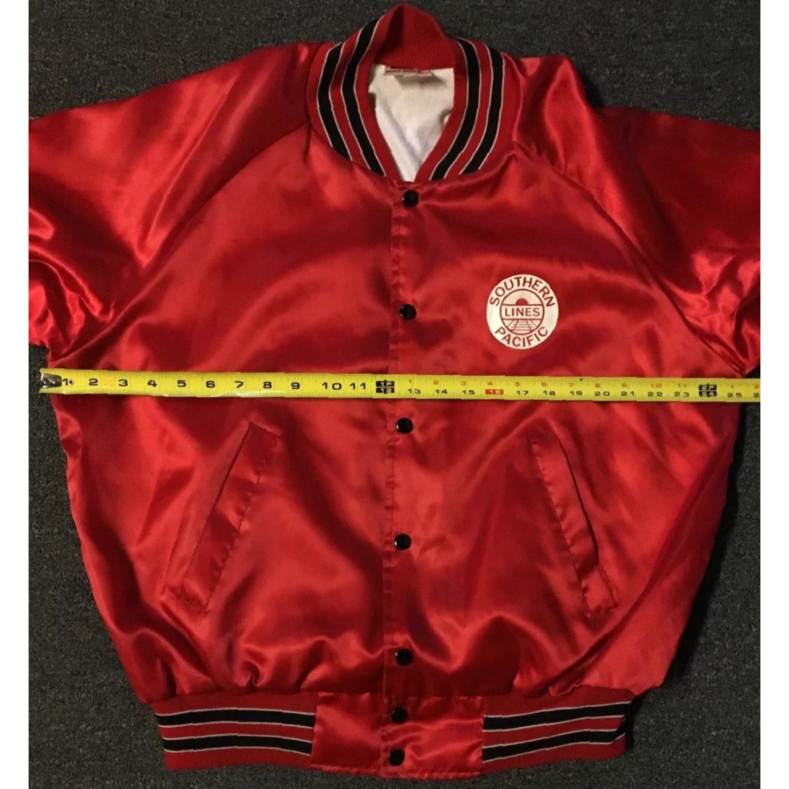 Vintage VINTAGE Southern Pacific Lines Railroad Satin Jacket L Mens Red 80s 70s Bomber Striped Lined USA Train Conductor Size US L / EU 52-54 / 3 - 7 Thumbnail