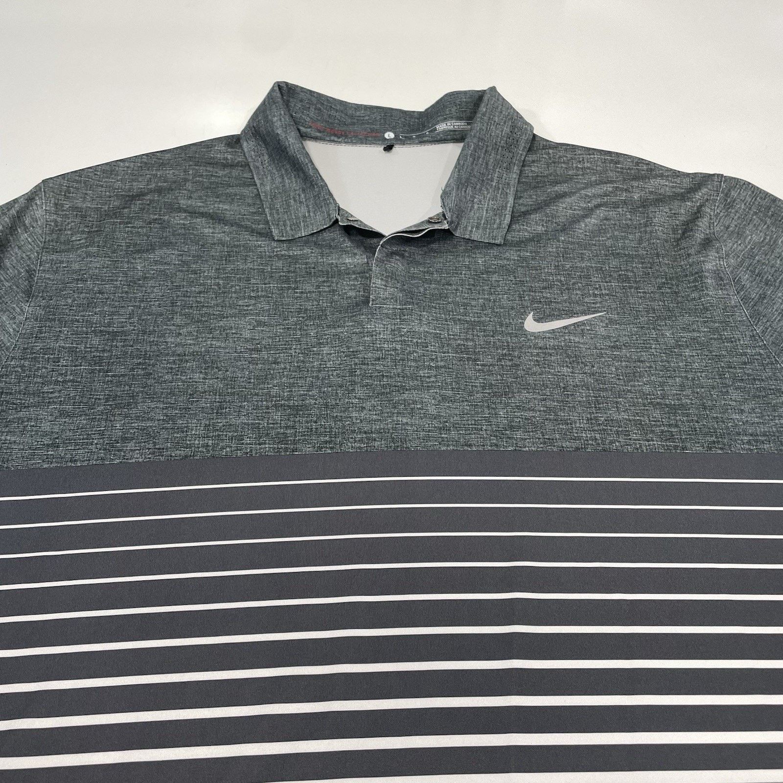 Nike Nike Tiger Woods Mens Golf Polo Shirt White Gray Striped L Size US L / EU 52-54 / 3 - 3 Thumbnail