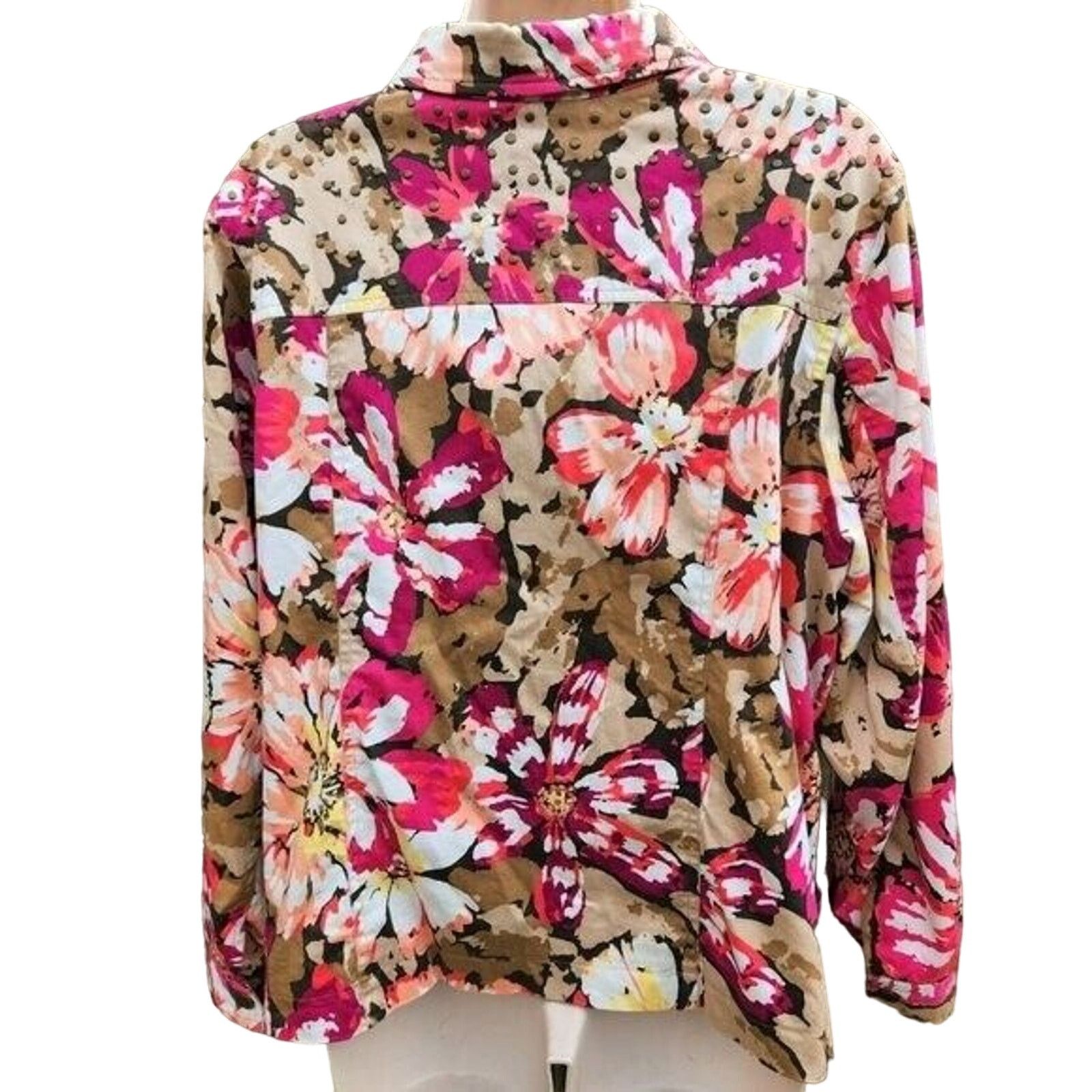 Laura Ashley EUC Laura Ashley Floral Jacket, Size 1X,Brown Long Sleeve Size XL / US 12-14 / IT 48-50 - 4 Thumbnail