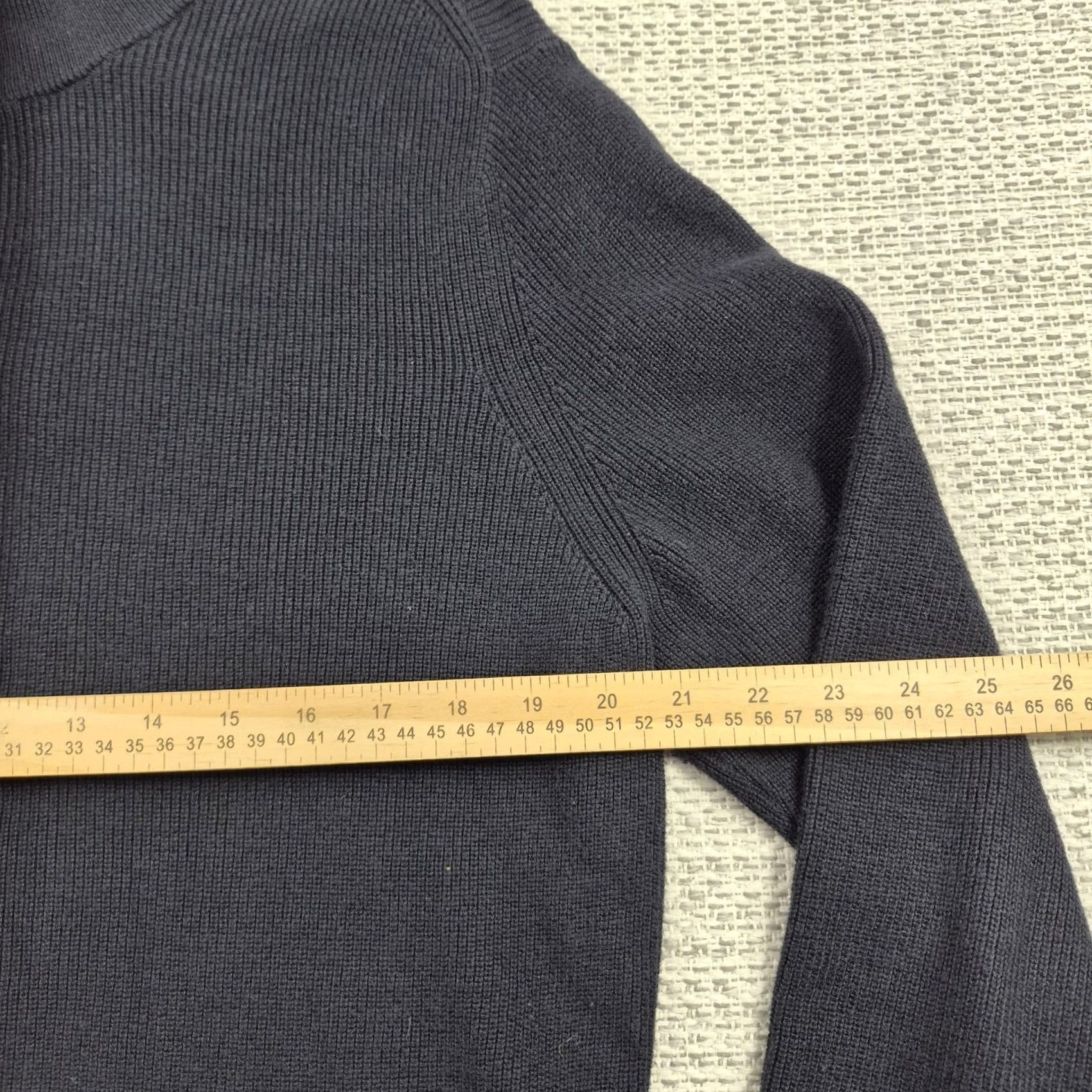 Nordstrom Nordstrom Mens Large Black Cotton Cashmere 1/4 Zip Mock Neck Pullover Sweater Size US L / EU 52-54 / 3 - 7 Thumbnail