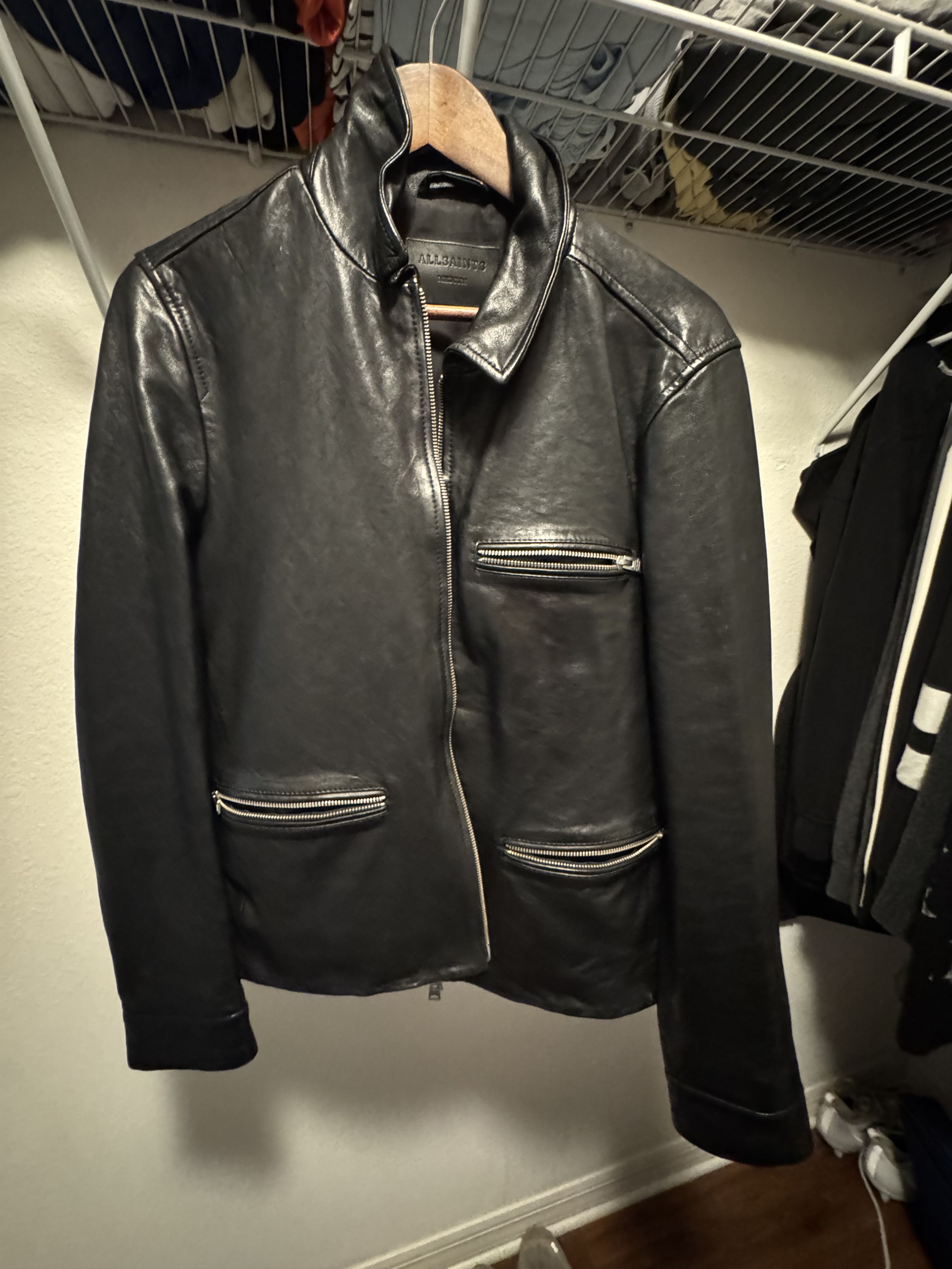 Allsaints AllSaints Calix Leather Jacket – Black Size US M / EU 48-50 / 2 - 1 Thumbnail