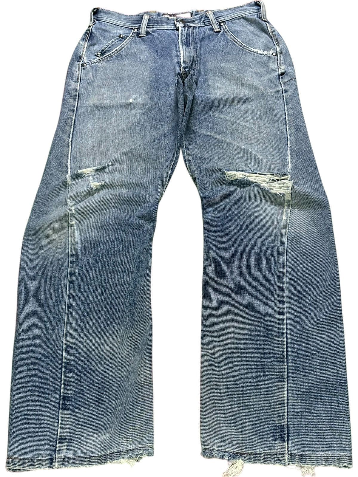 Edwin × Japanese Brand Vintage Edwin E Function Spiral Faded Wash Rip Loose Jean Size US 29 - 1 Thumbnail