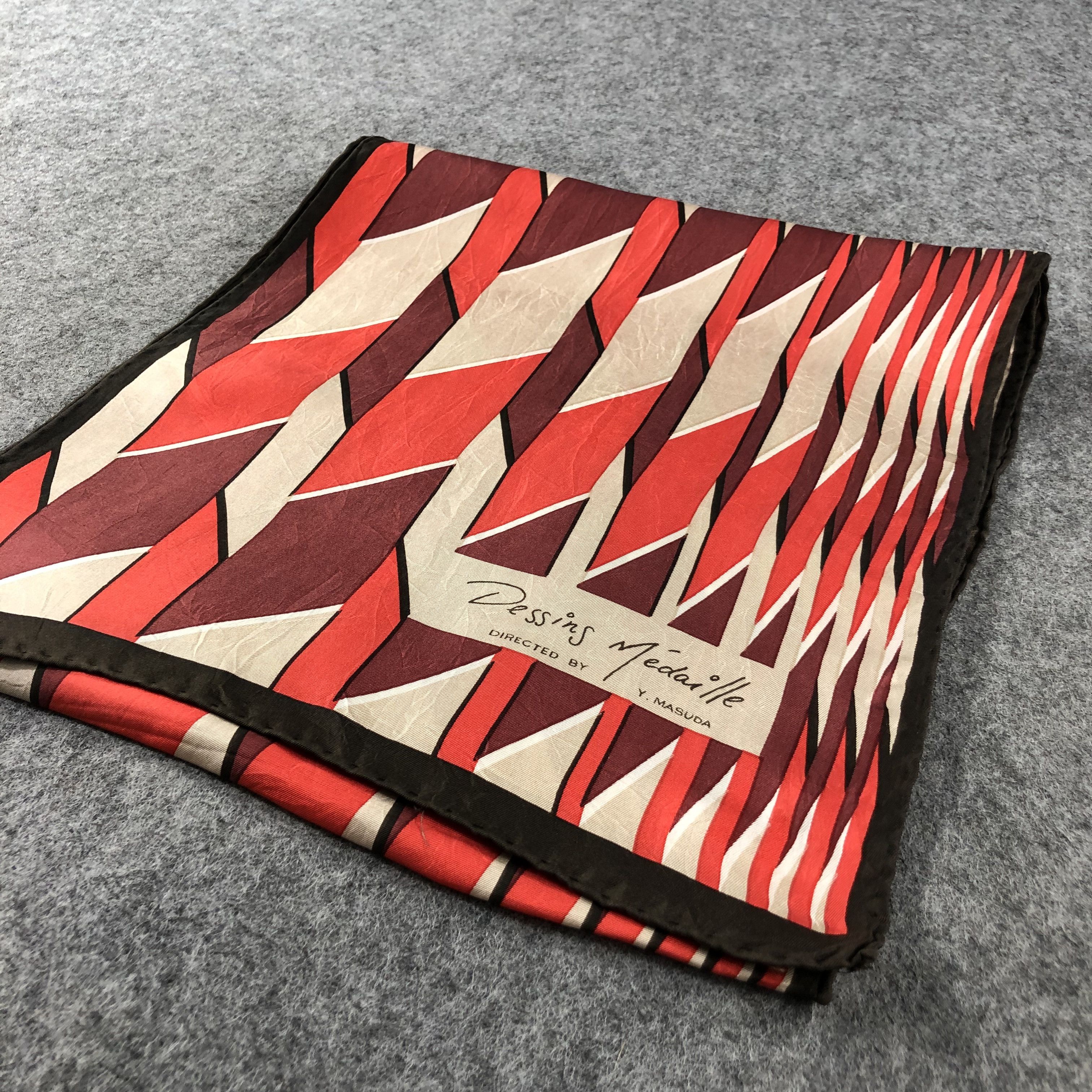 Vintage Dessins by Y. Masuda Silk Stole Silk Scarf M806