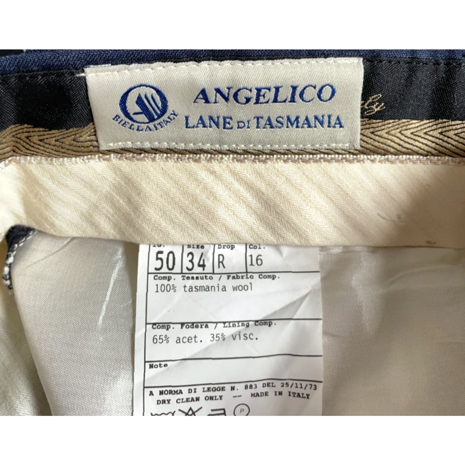 Vintage VINTAGE Angelico Tasmania Wool Pleated Trousers Men's 34 x 28.5 Dark Blue Cuffed Pants Wool Pleated Trousers Size US 35 - 3 Thumbnail