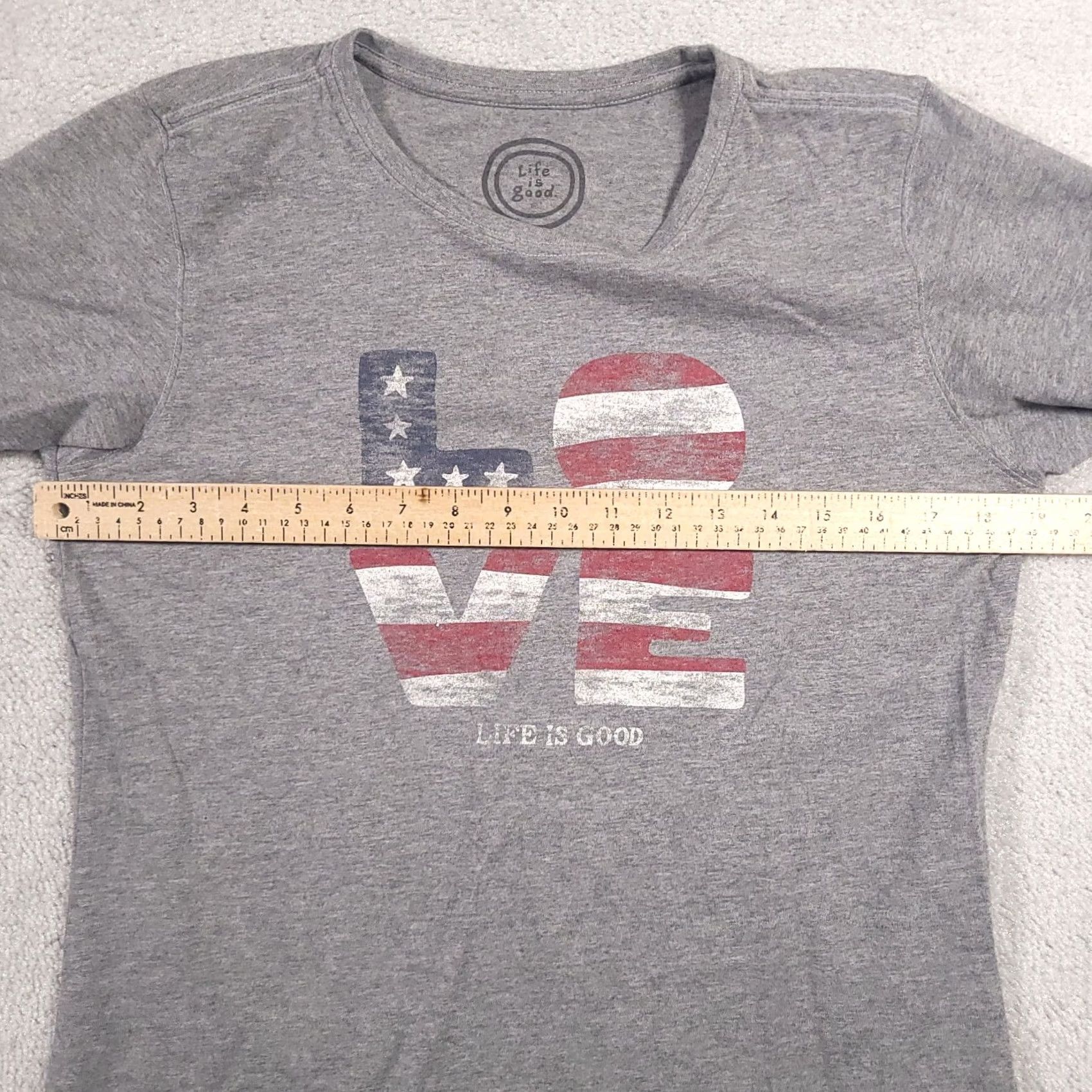 Life is Good Life Is Good T-Shirt Women's M Gray Patriotic Graphic Print Love Shirt Womens Regular Short Sleeve Crew Neck Cotton Jersey Size M / US 6-8 / IT 42-44 - 6 Thumbnail