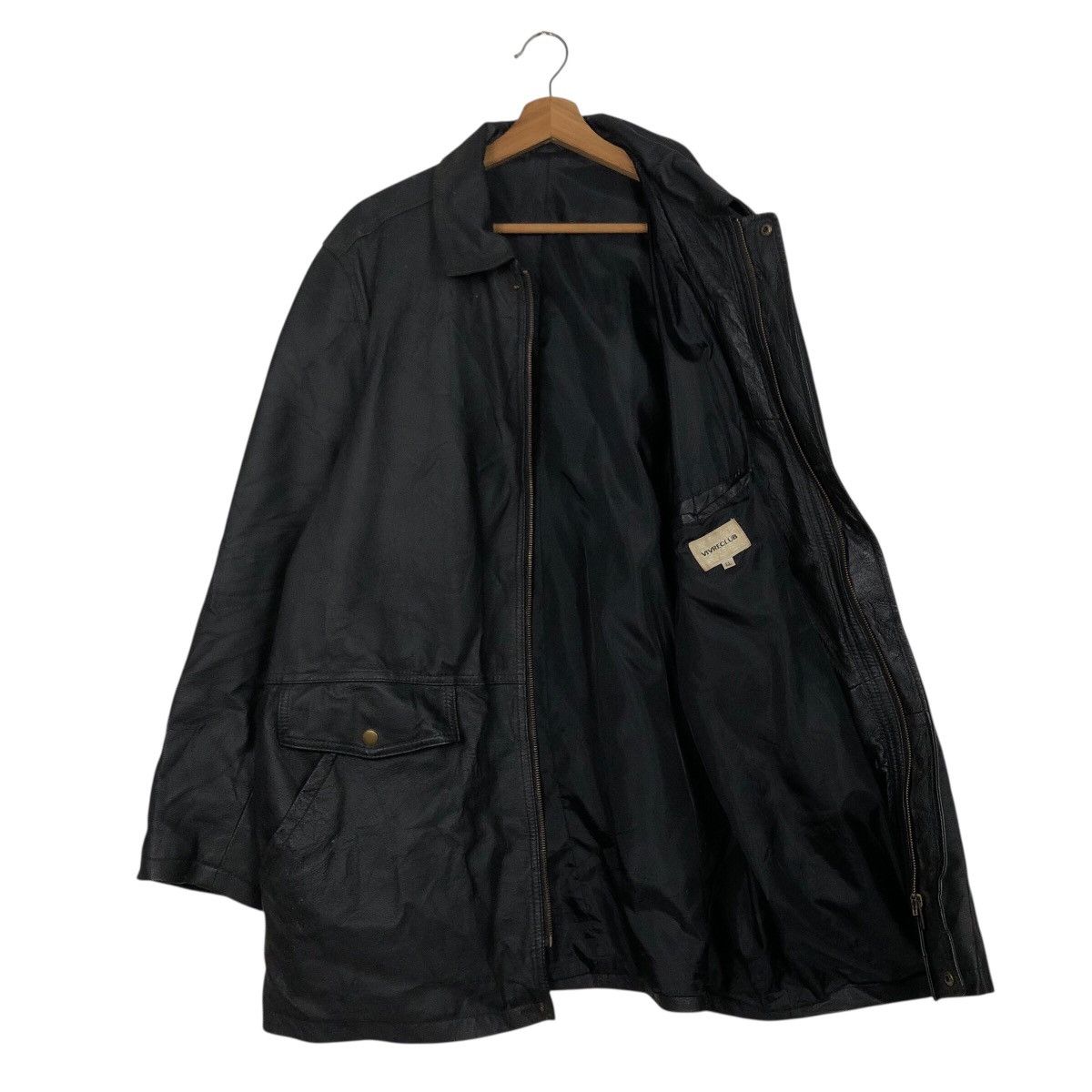 Japanese Brand 📌Rich Black Vintage Leather Jacket Vivreclub Issey Miyake Size US L / EU 52-54 / 3 - 12 Thumbnail