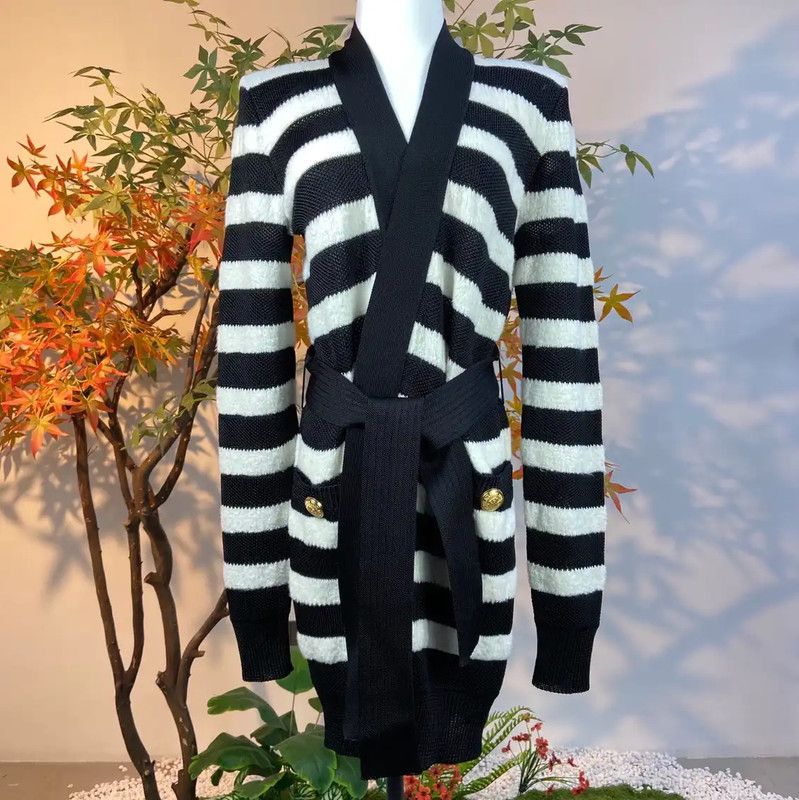 Balmain Striped Knit Cardigan 0089