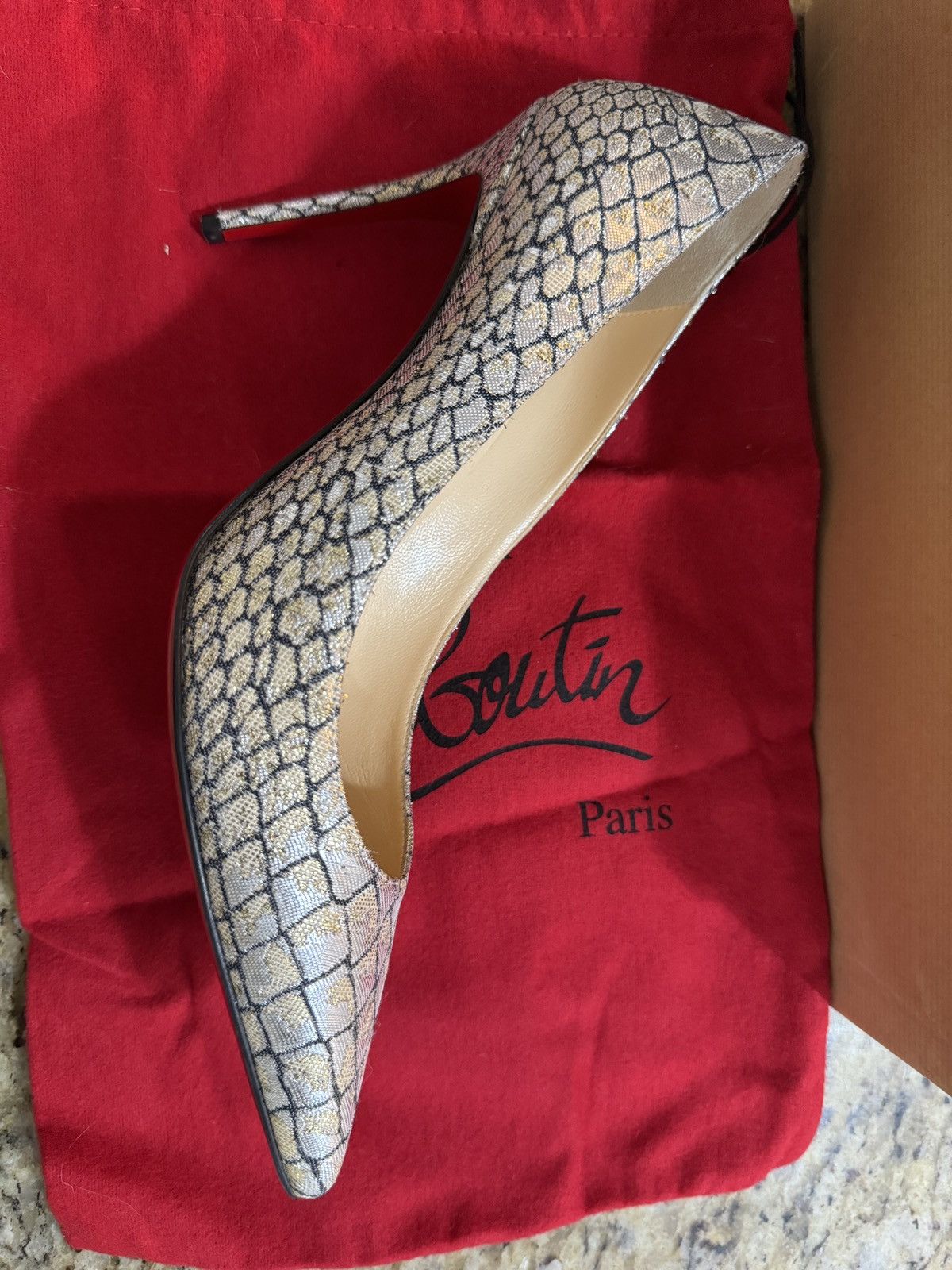 Christian Louboutin Christian Louboutin Decollete 554 85 Lurex Kaa - Size 40 Size US 9 / IT 39 - 4 Thumbnail