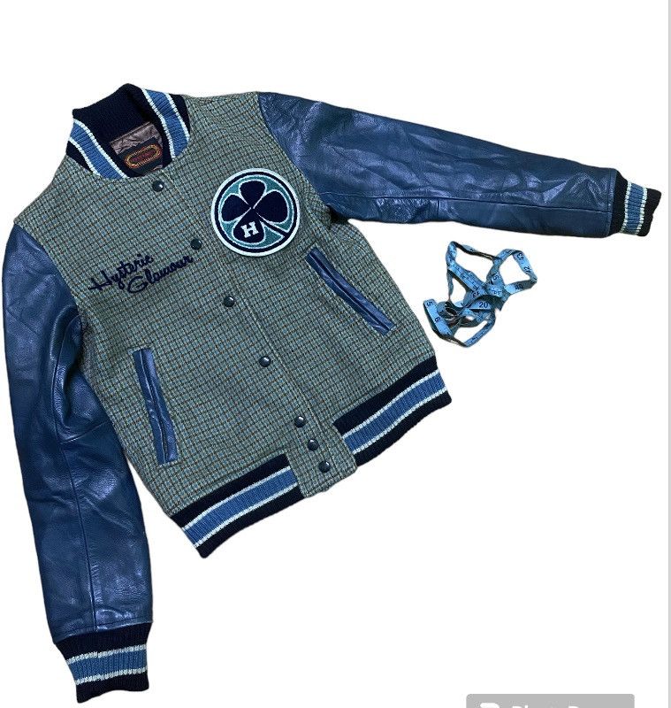 image of Hysteric Glamour Versity Jacket "leather" in Blue, Men's (Size Small)