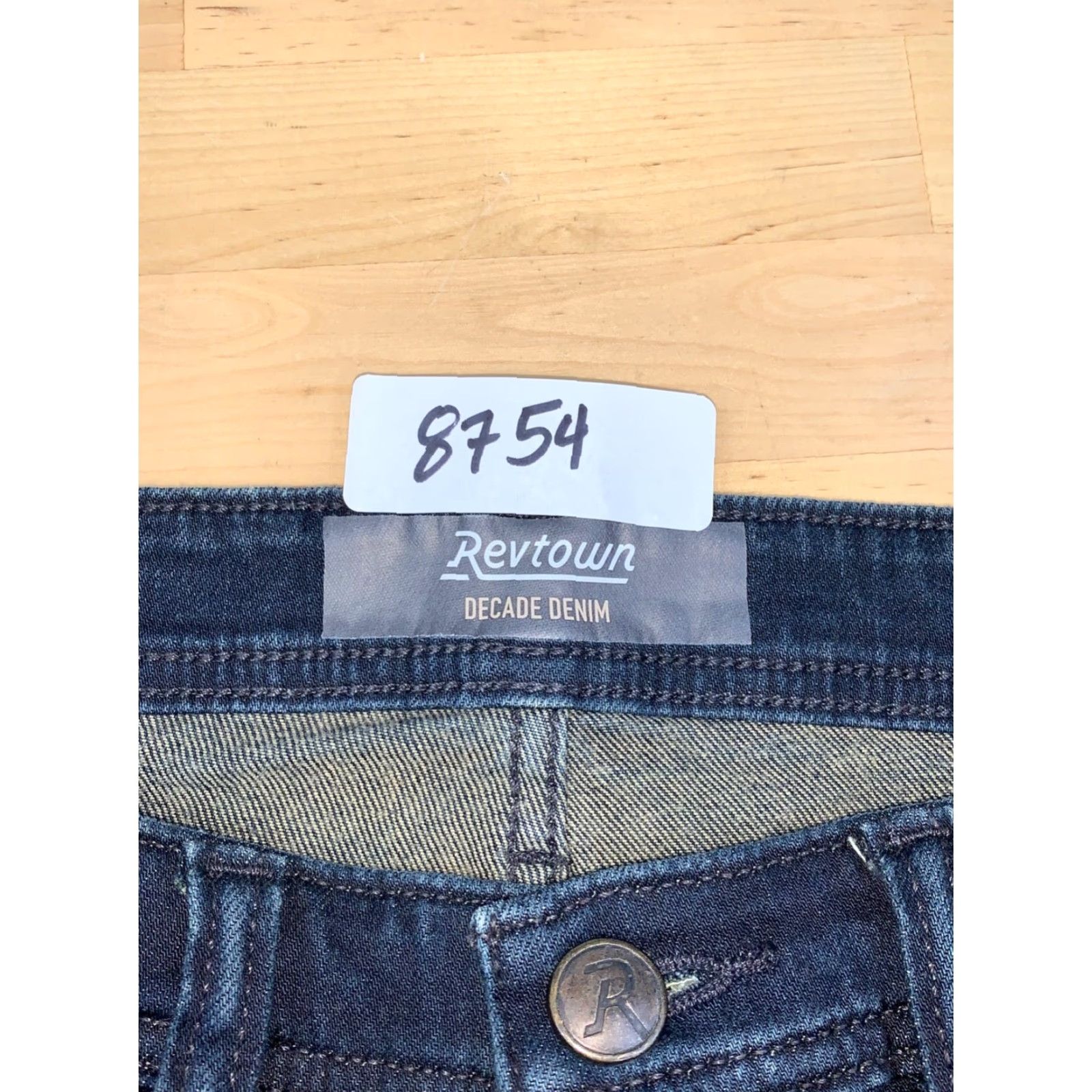 Denime Revtown Jeans Mens 31x31 Denim Blue Dark Wash Regular Tapered 31 Inseam Comfort Pockets Stretch Vintage No #8754 Size US 31 - 3 Thumbnail