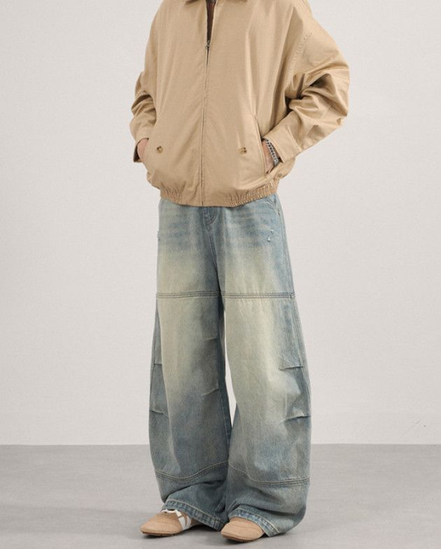 Japanese Brand American retro wide-leg curved jeans for men Size US 32 / EU 48 - 3 Thumbnail