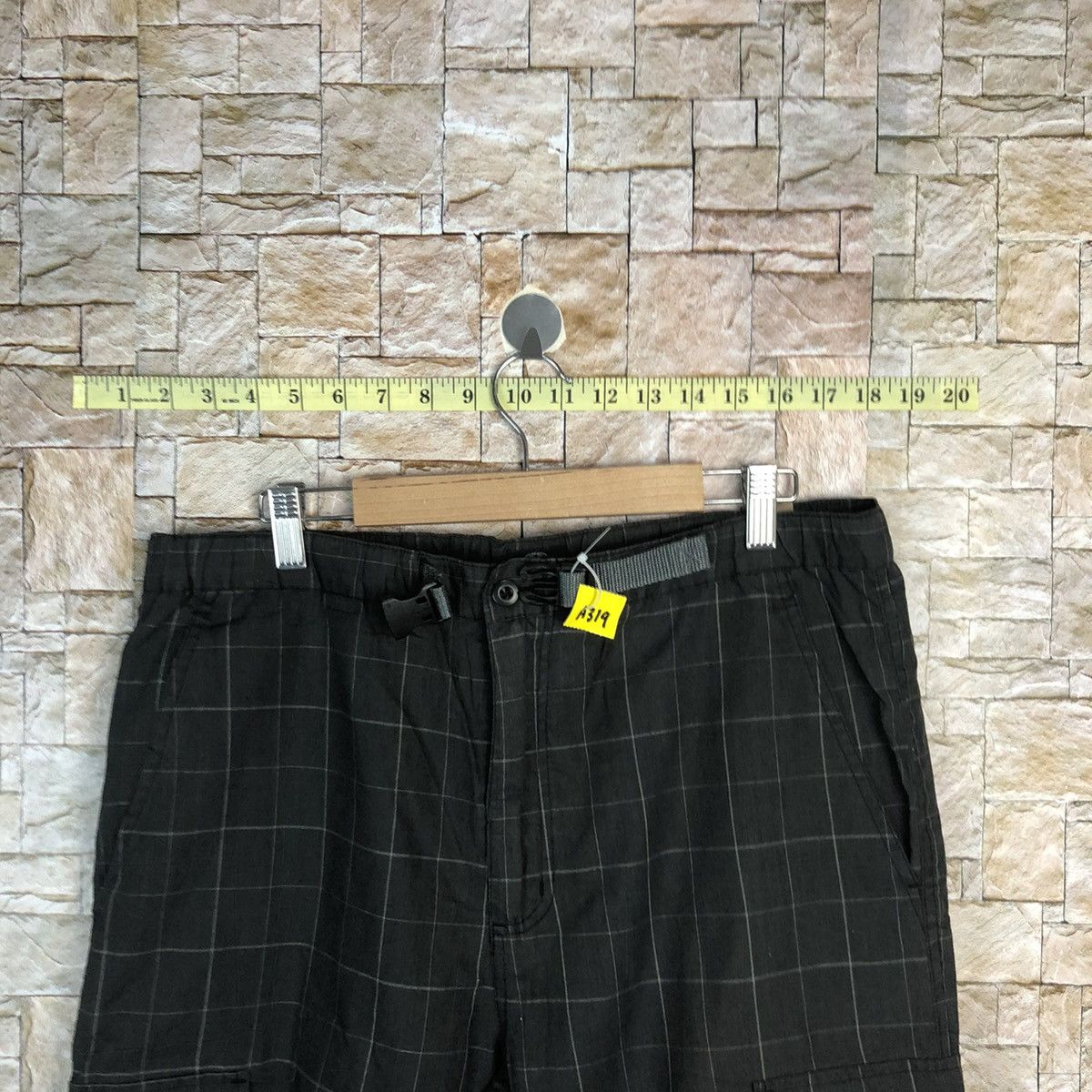 Japanese Brand Cinema Black Checkred Cargo Multipocket Pants #A319 Size US 31 - 4 Thumbnail