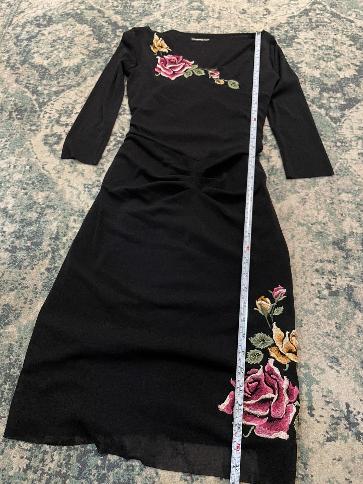 Vivienne Tam SS98 Vivienne Tam Flower Embroidery Layered Black Dress Size XS / US 0-2 / IT 36-38 - 14 Thumbnail