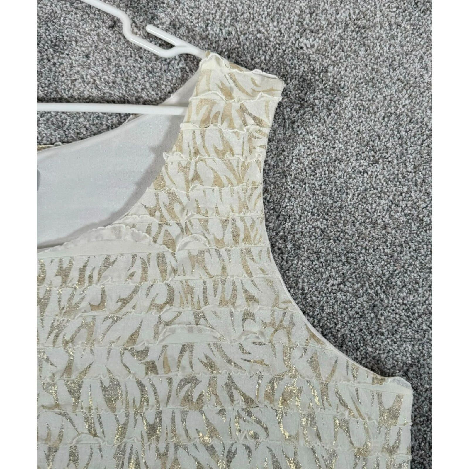 Vintage Catherines Top 3X Plus Sleeveless Tank Shiny Gold Fairycore Ruffles 90s Y2K Ivory Women Size XXL / US 16-18 / IT 52-54 - 4 Thumbnail