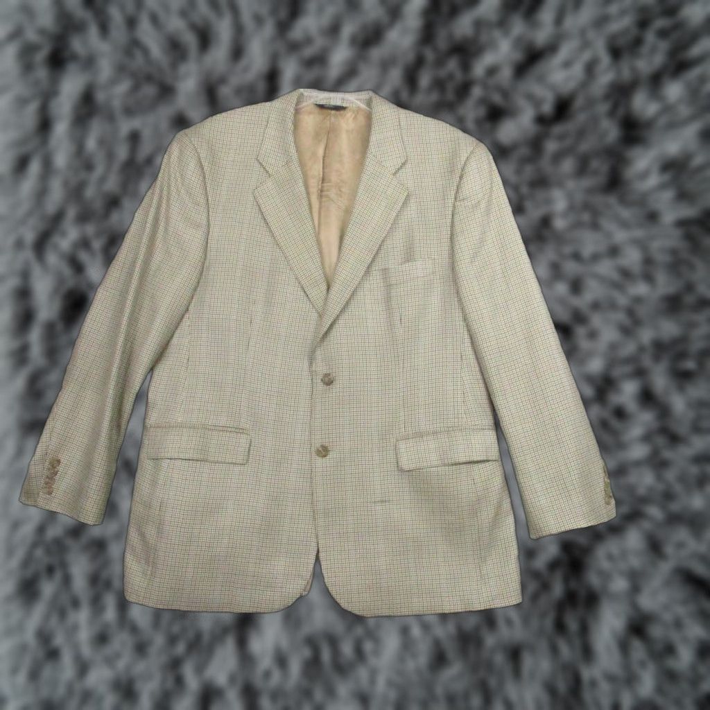 Brooks Brothers VINTAGE Brooks Brothers 346 Sport Coat Mens 43 Regular Houndstooth Beige Silk Wool Two-Button Notch Lapel Business Casual Wedding Jacket Size US XS / EU 42 / 0 - 1 Thumbnail