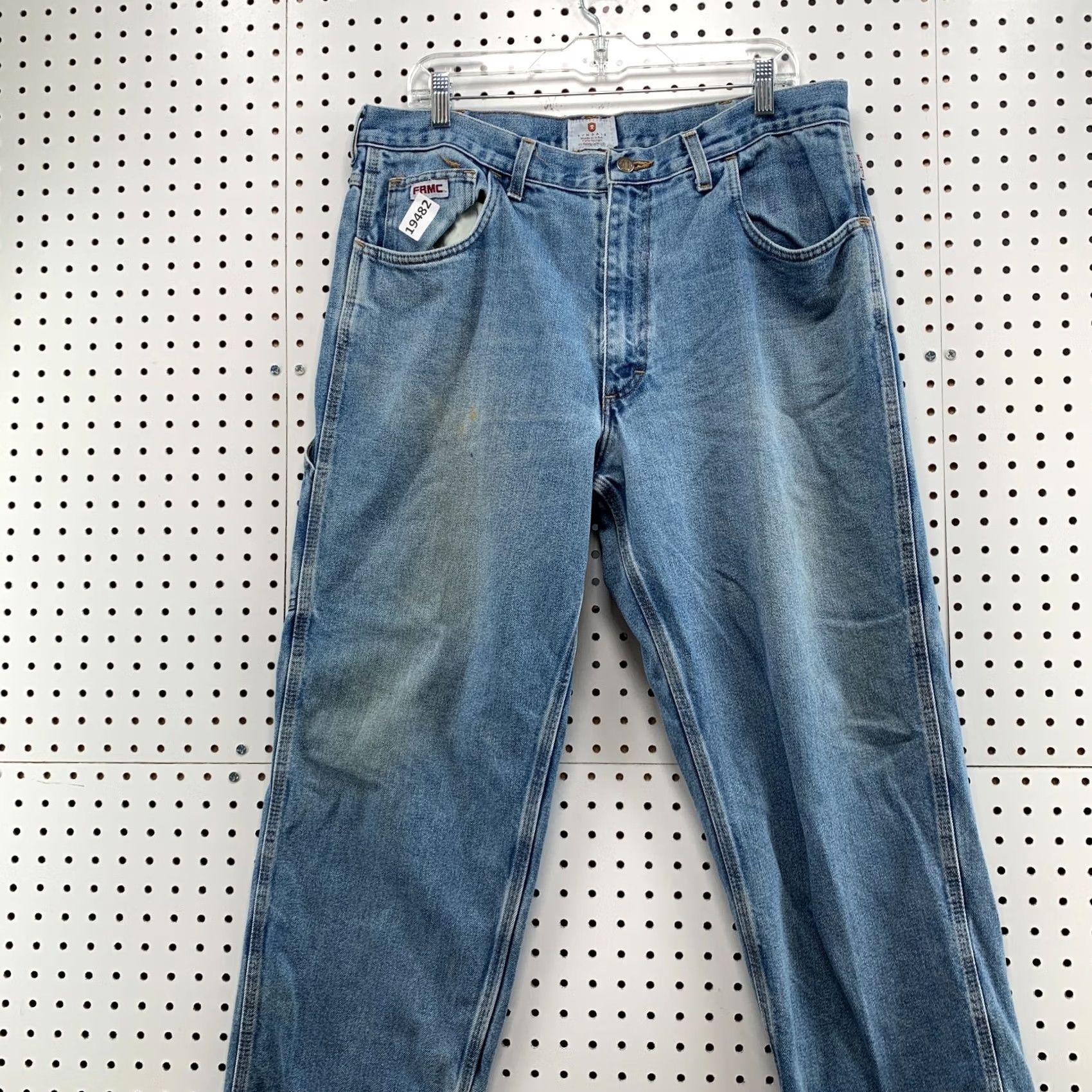 Denime Tyndale Denim Jeans Flame Resistant Blue Carpenter Pants Mens Fit 35x30 Straight Size US 35 - 3 Thumbnail