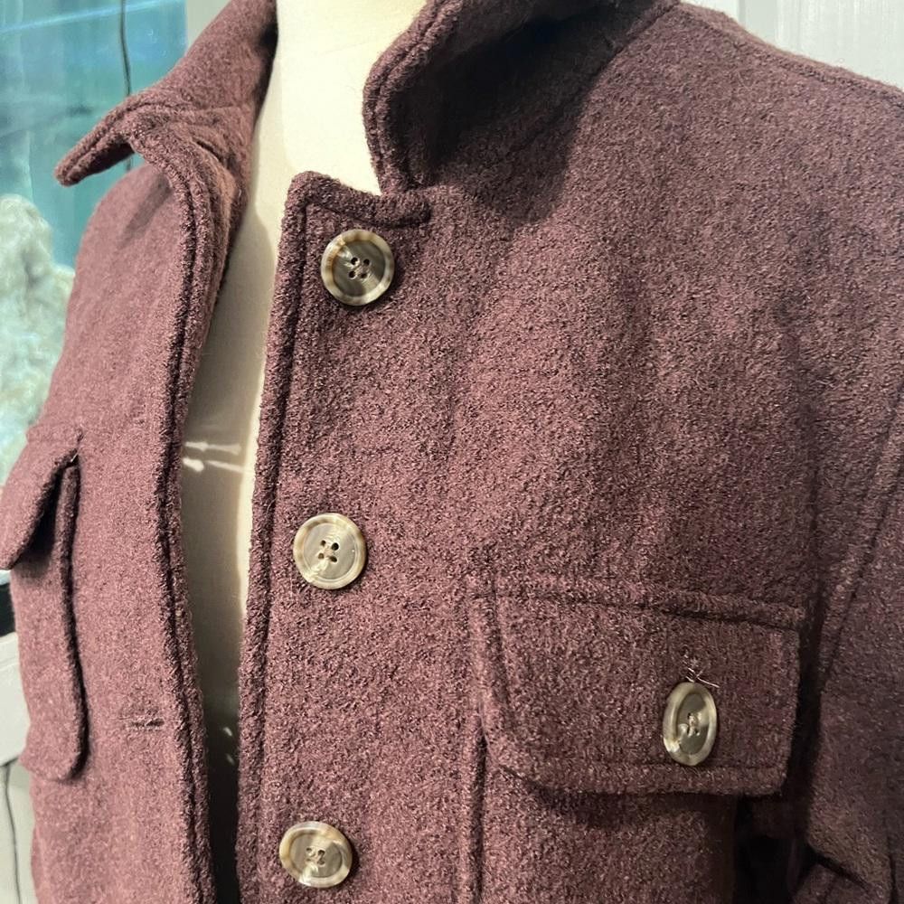 Kim Jones JOIE Wool Blend Button Front Boxy Dark Purple Cardigan Size L / US 10 / IT 46 - 3 Thumbnail