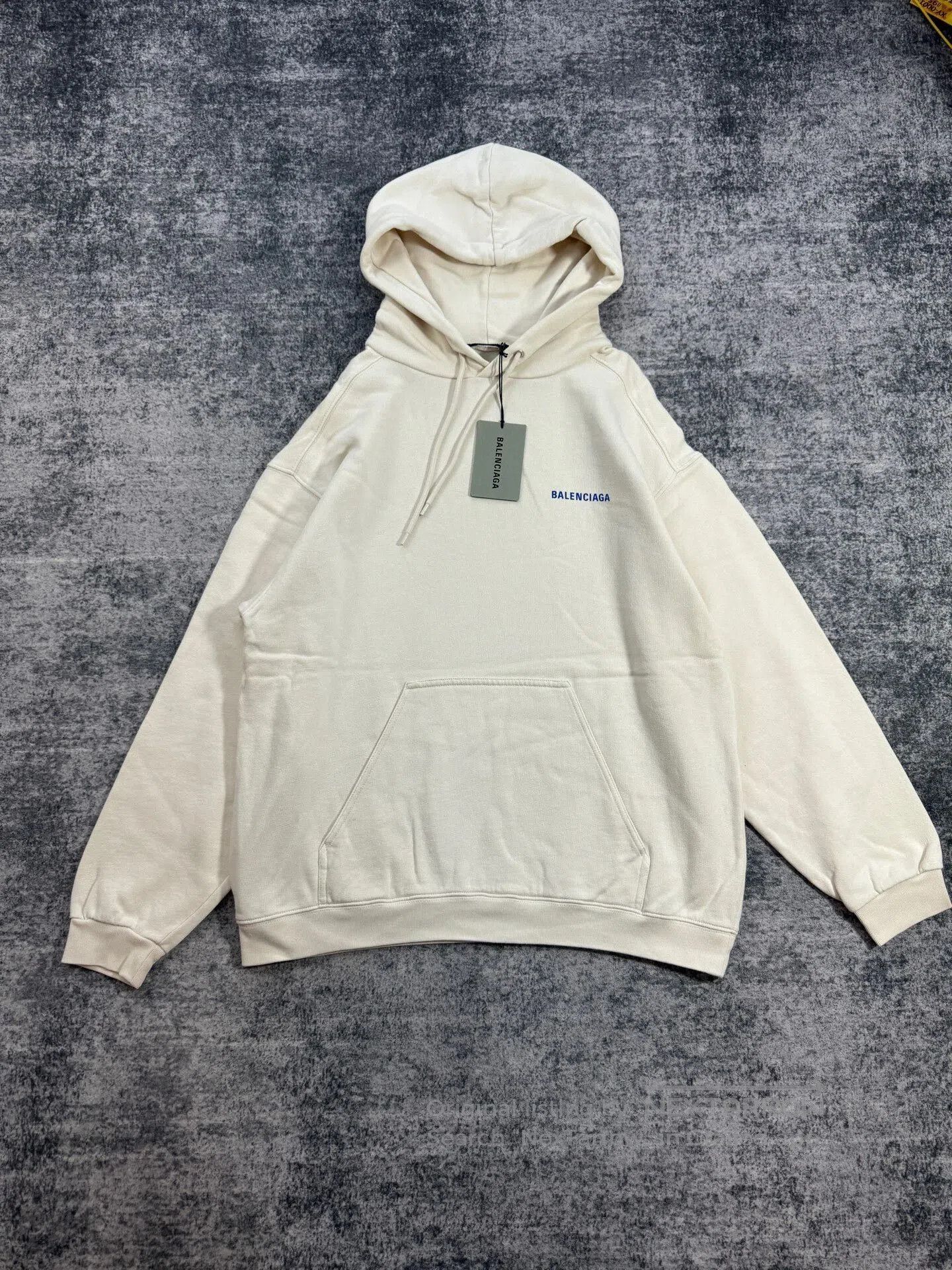 Balenciaga balenciaga cream logo hoodie with blue text. Size US XS / EU 42 / 0 - 1 Thumbnail