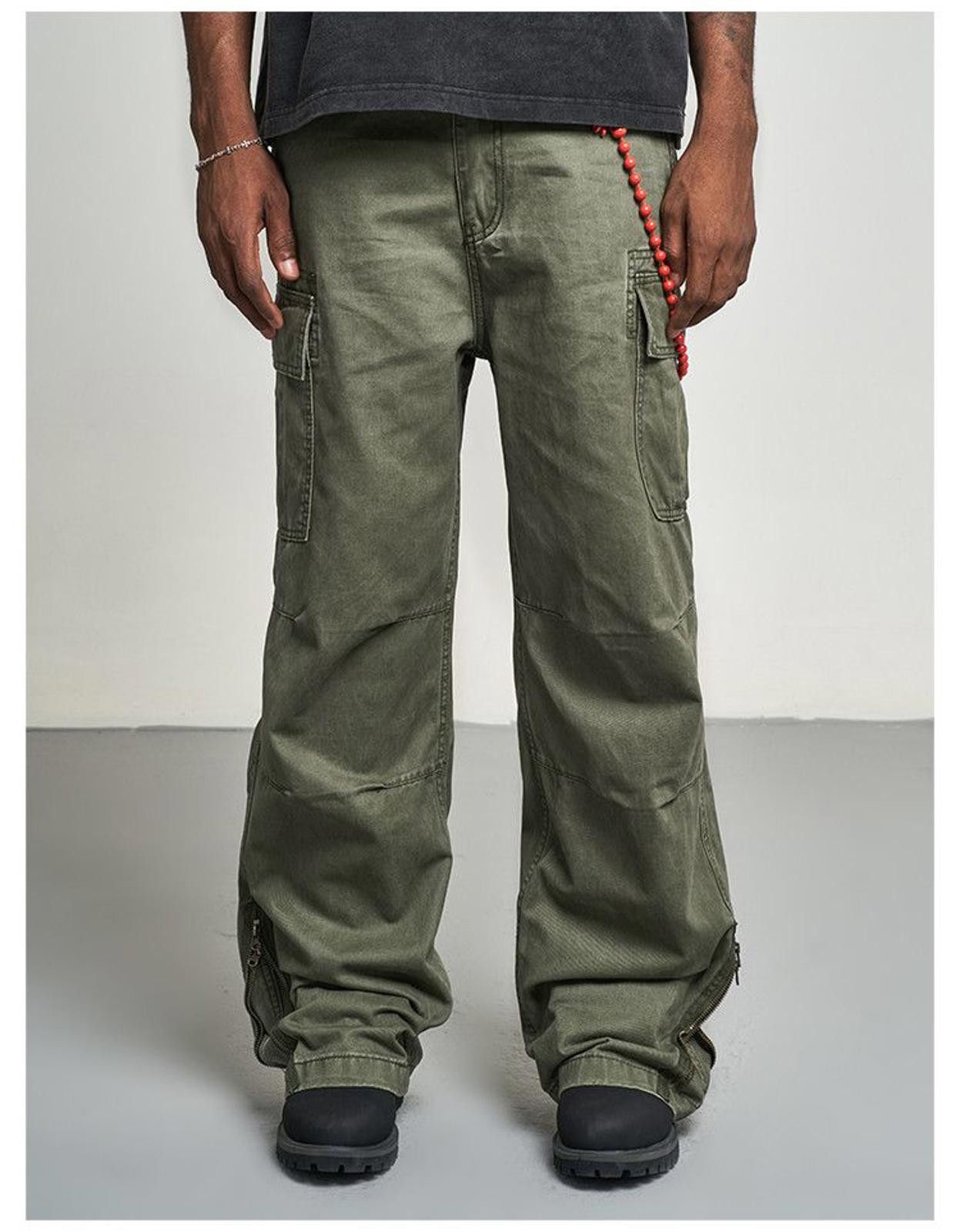Japanese Brand Oliver Green Loose Straight Wide Leg Cargo Jeans Size US 30 / EU 46 - 5 Thumbnail